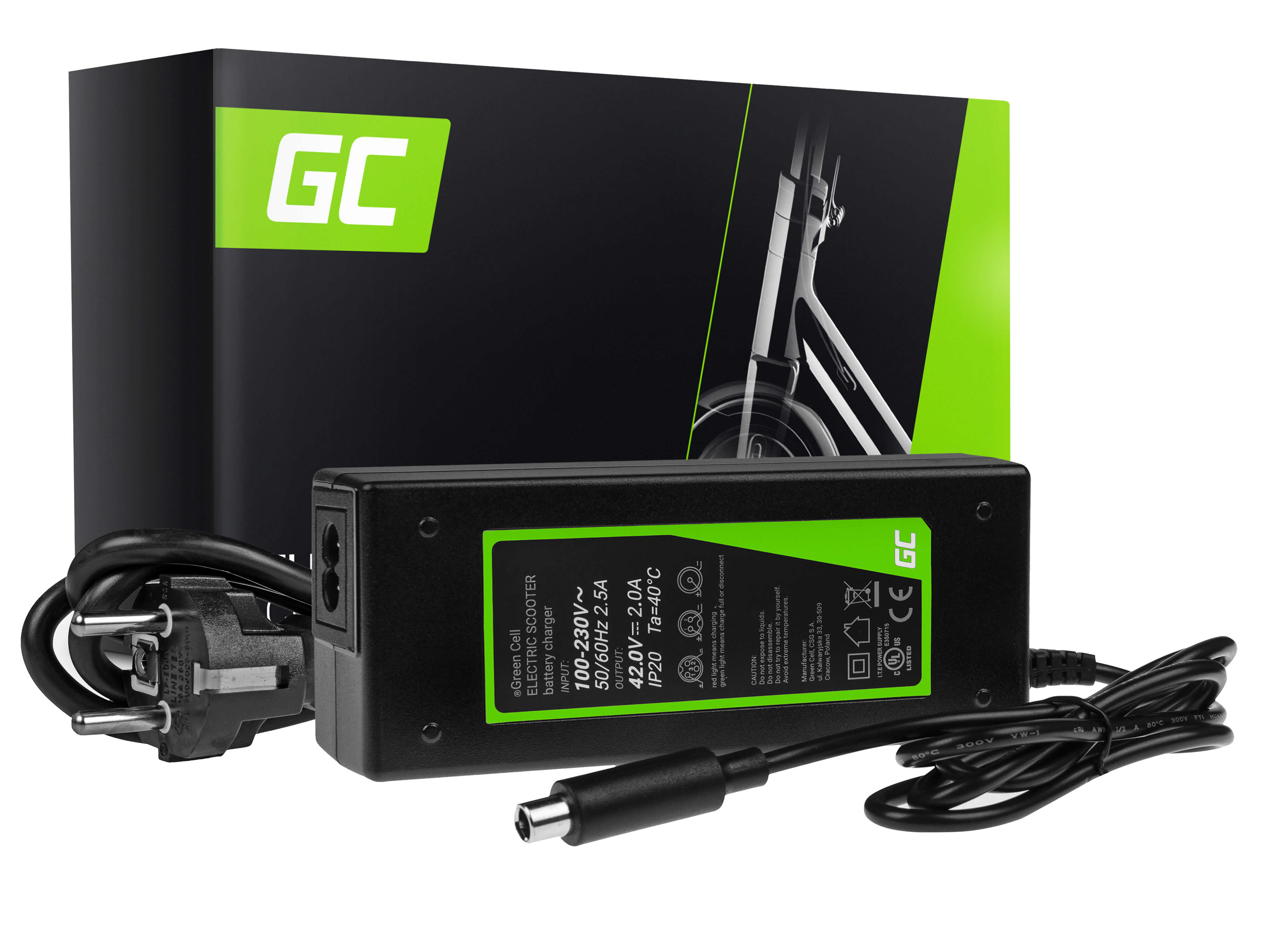 Green Cell Charger for Xiaomi Mija M365, M365 Pro/Segway Ninebot ES1, ES2, ES3, ES4/Lime/Hive/Bird