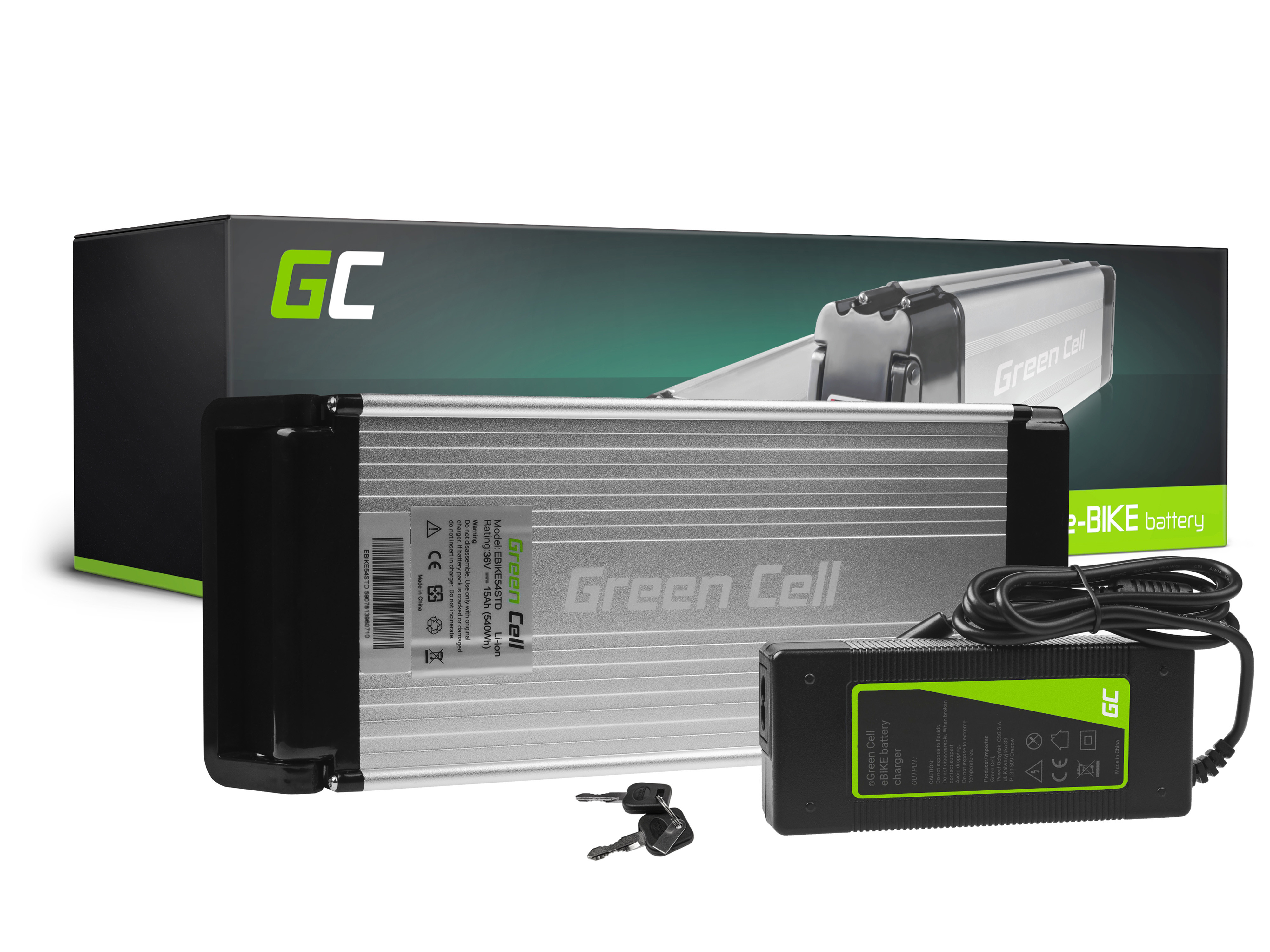 Green Cell Battery 15Ah (540Wh) for Electric Bikes E-Bikes 36V