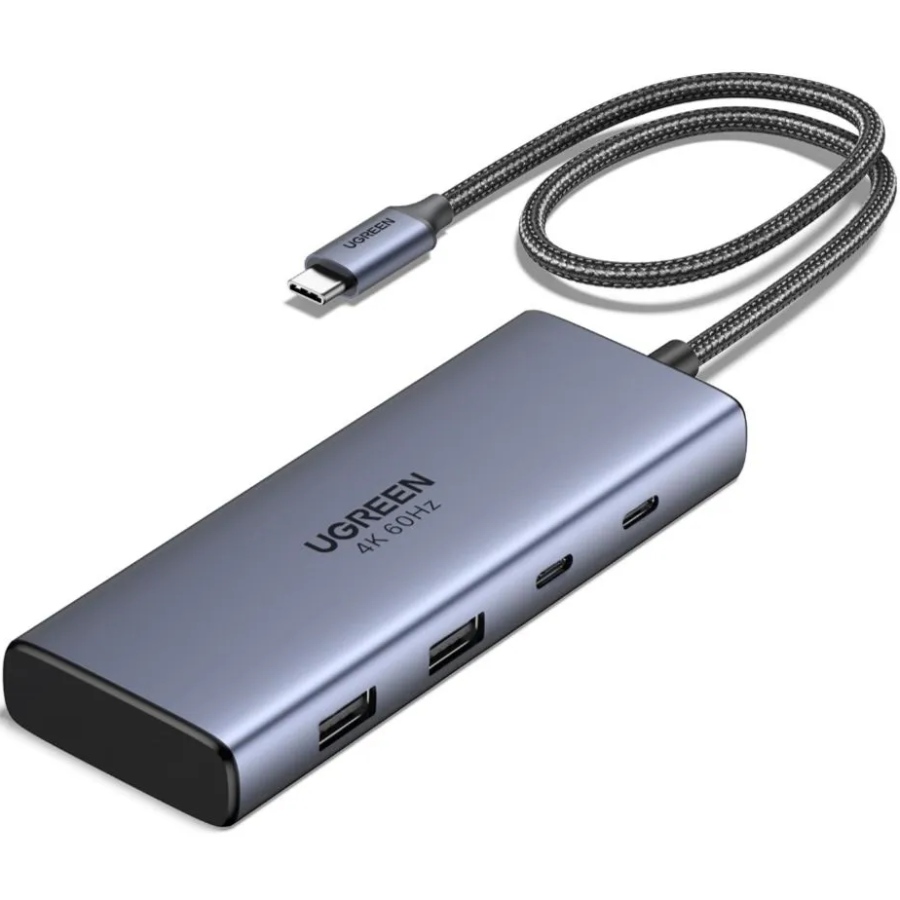 Док-станція USB3.2 Type-C -> HDMIx2 4K60Гц/2xUSB-A 3.2/2xType-C 3.2 10Гбіт/с/ PD 100Вт,сірий CM498