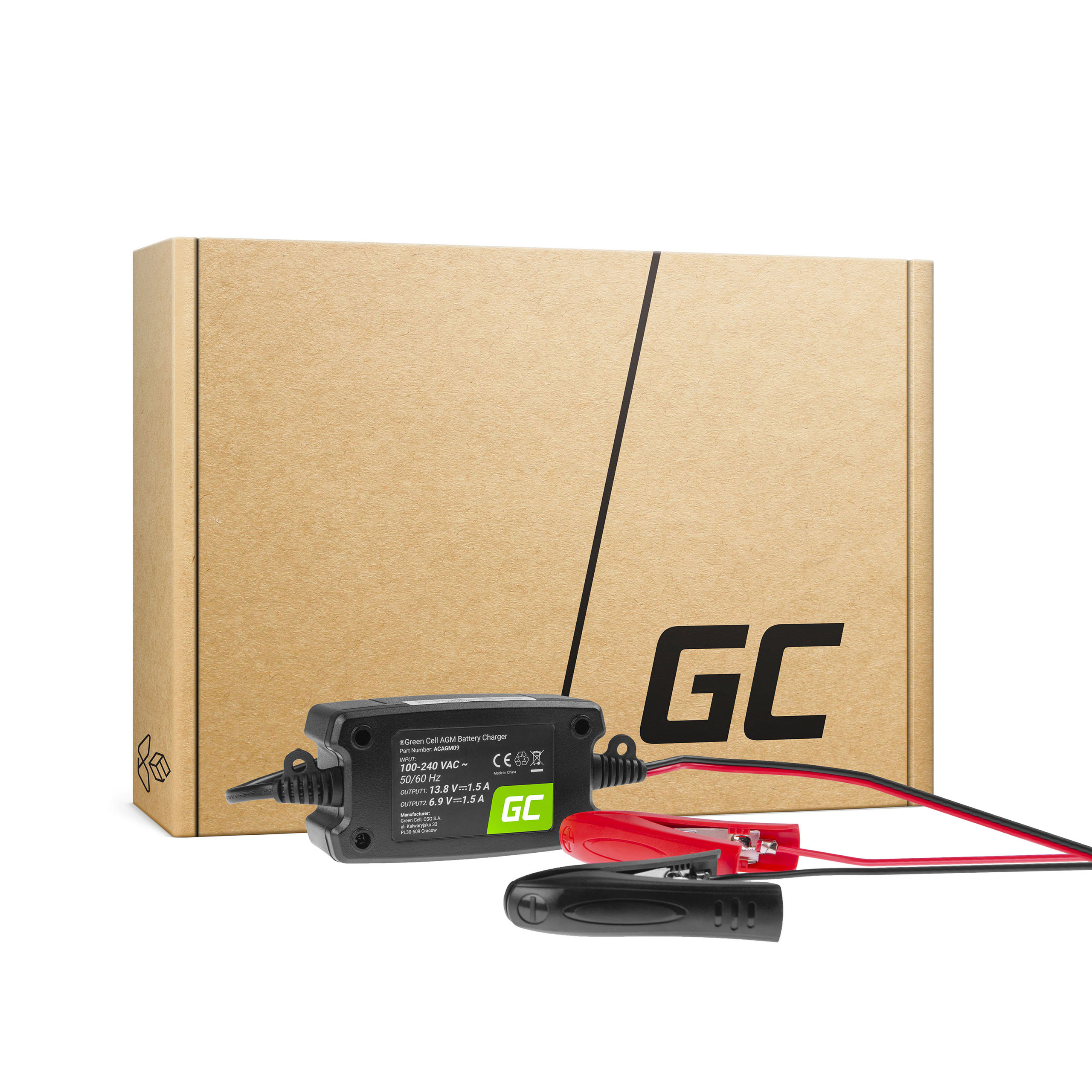 Green Cell Battery charger for AGM, Gel and Lead Acid 6V / 12V (1.5A)