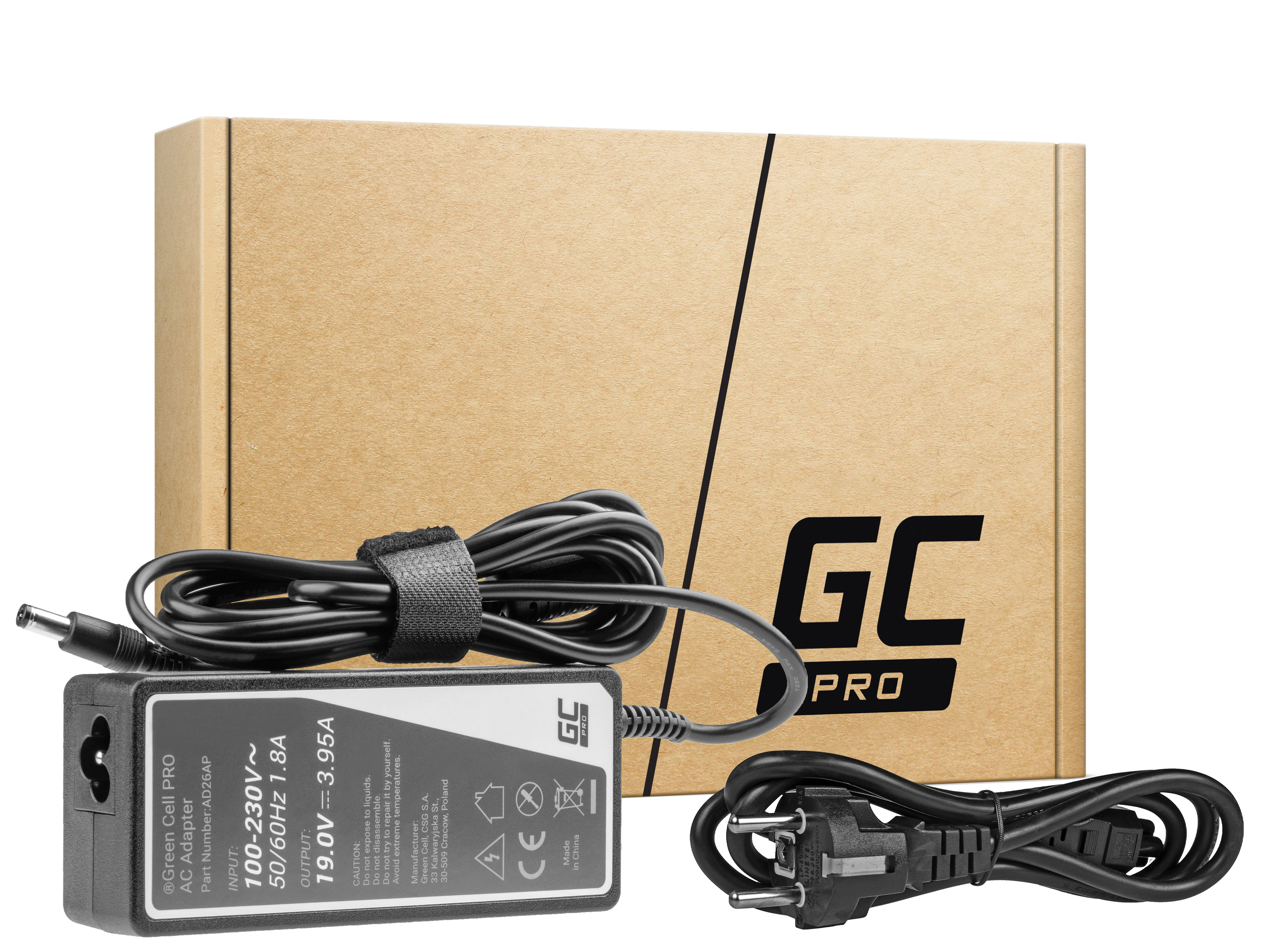 Green Cell PRO Charger / AC Adapter 19V 3.95A 75W for Toshiba Satellite C55 C660 C850 C855 C870 L650 L650D L655 L750 L750D L755