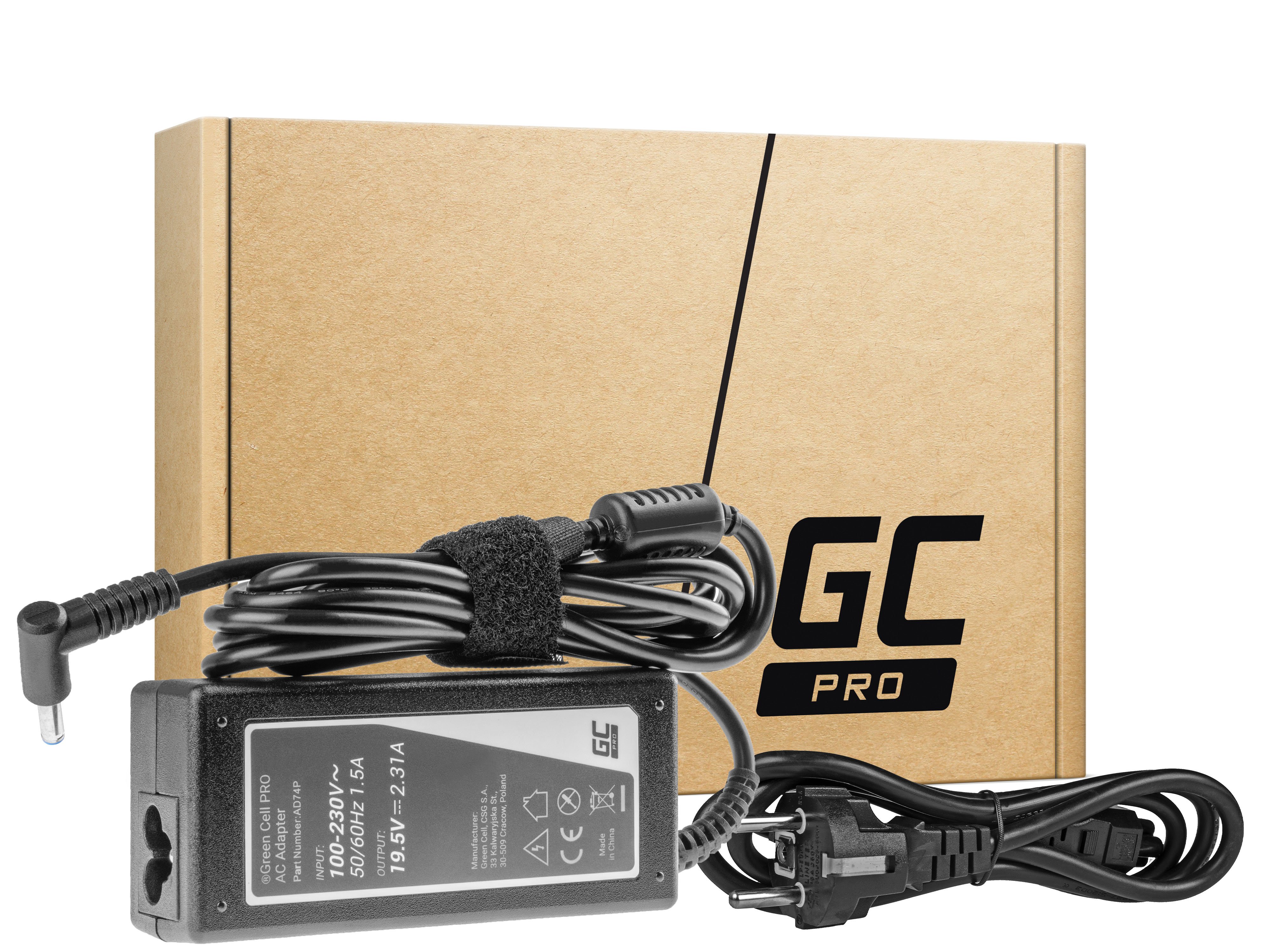 Green Cell PRO Charger / AC Adapter 19.5V 2.31A 45W for HP 250 G2 G3 G4 G5 255 G2 G3 G4 G5, HP ProBook 450 G3 G4 650 G2 G3