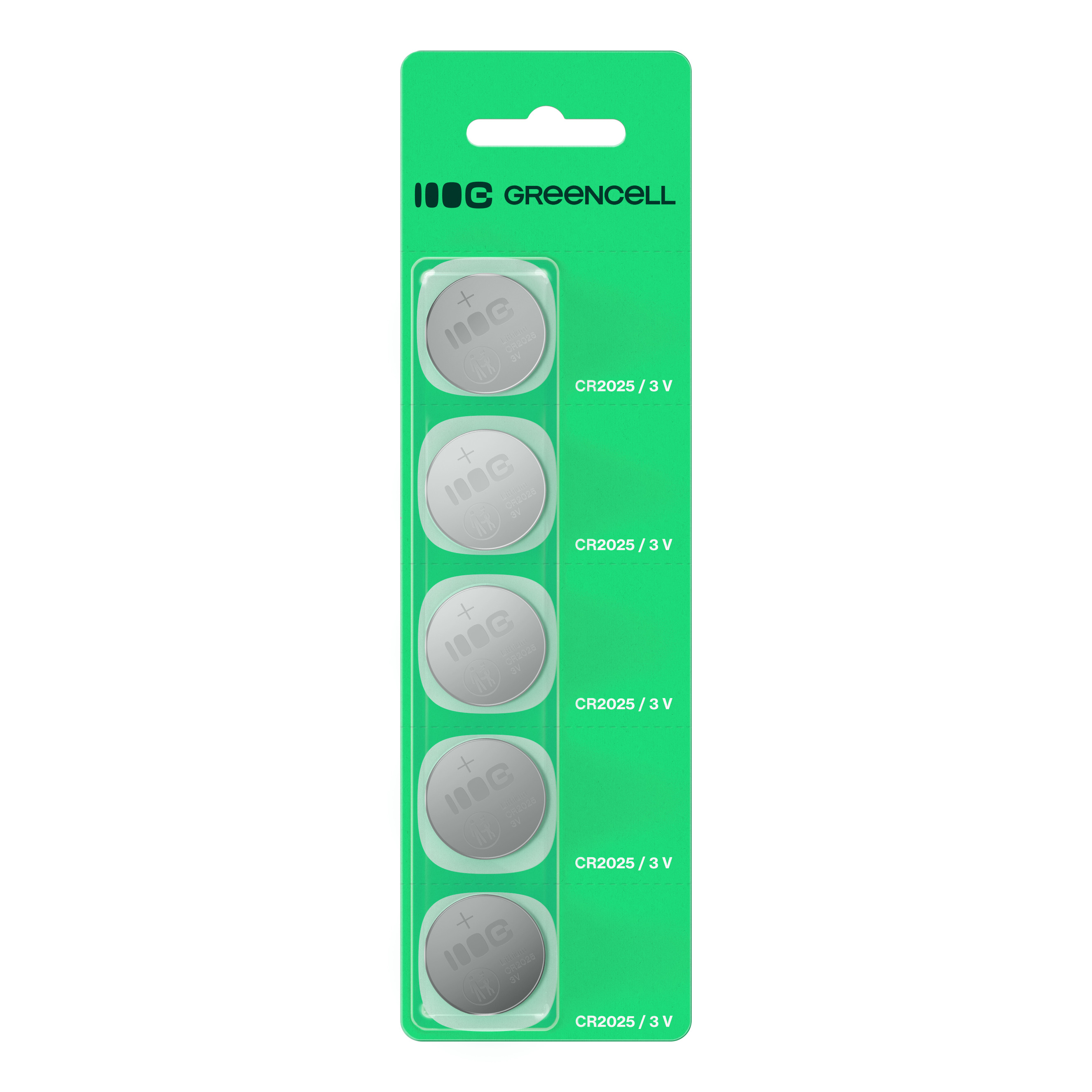 5x lithium battery CR2025 CR 2025 3V 160mAh Greencell button cell Blister