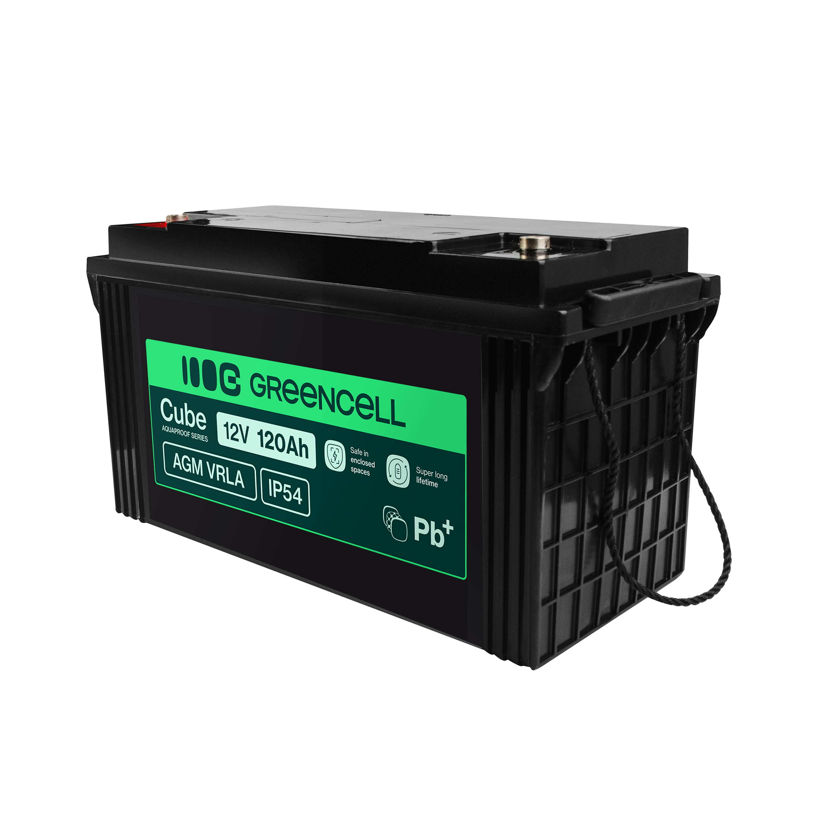 Greencell AGM VRLA 12V 120Ah maintenance-free battery for boats, photovoltaics, solar panels (173x406x233mm)