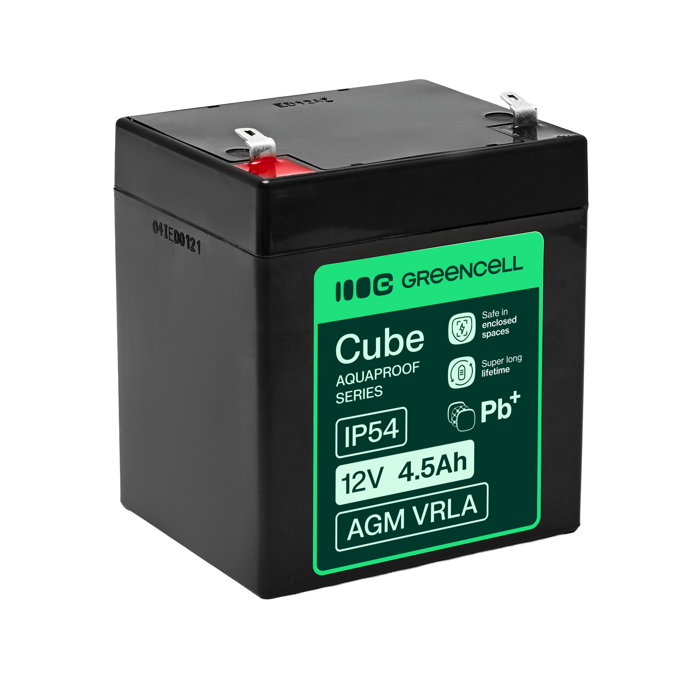 Greencell AGM VRLA 12V 4.5Ah maintenance-free battery for cash registers, toys, cameras (90x70x106mm)