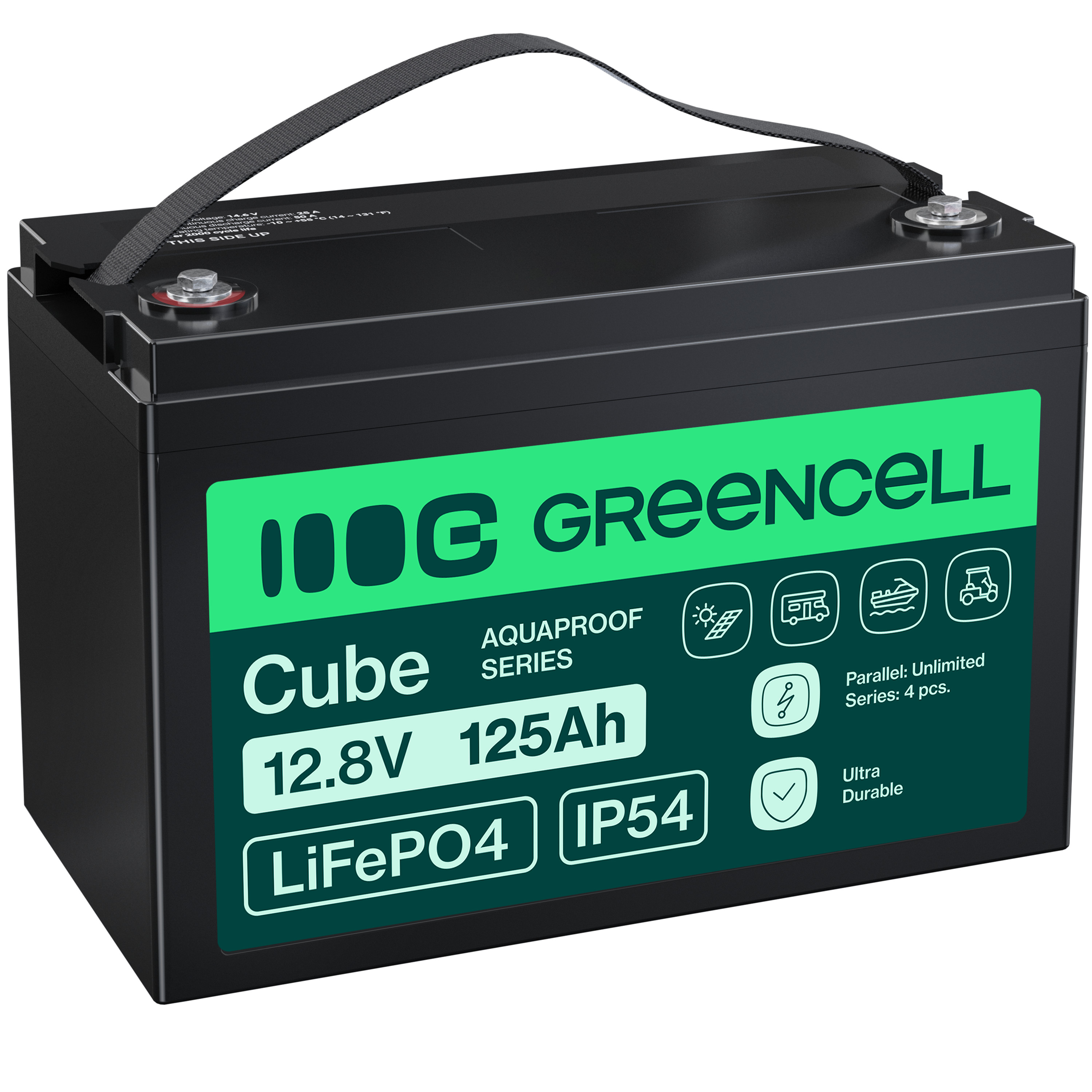 Battery Green Cell CUBE LiFePO4 125Ah 12.8V 1600Whb, LFPGC12V125AH