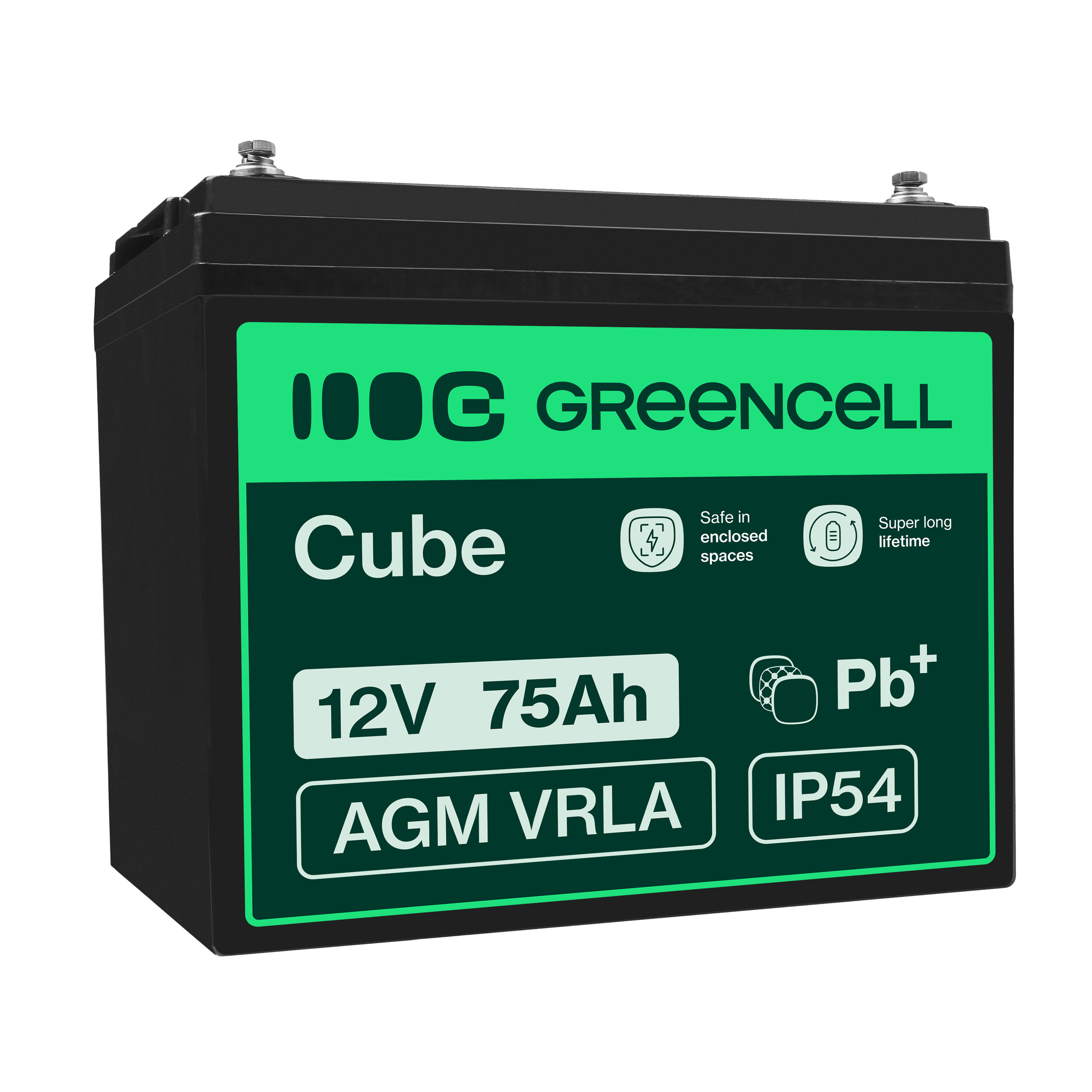 Green Cell AGM VRLA 12V 75Ah maintenance-free battery for camper, photovoltaics, solar panels, boats