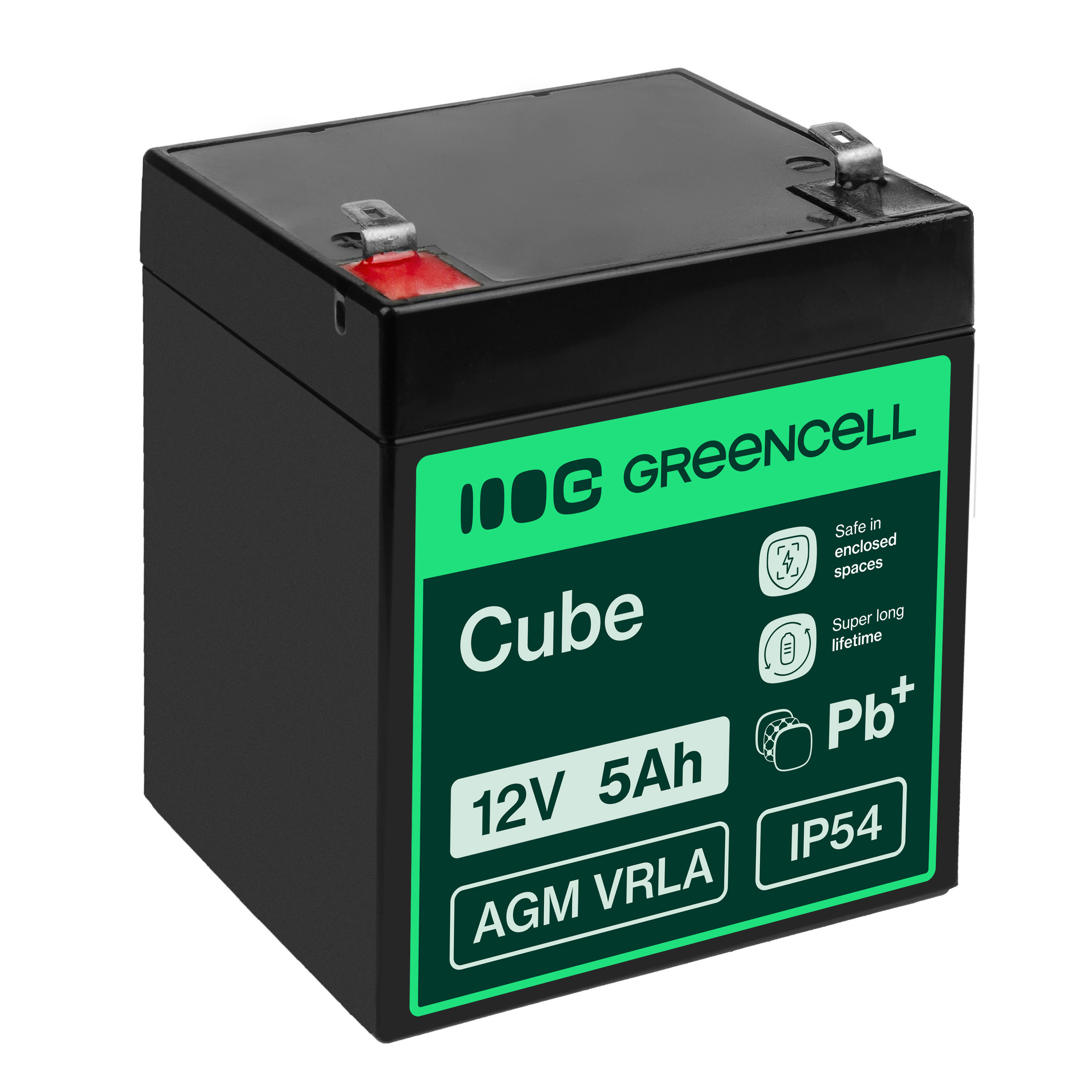 Green Cell AGM VRLA 12V 5Ah maintenance-free battery for the alarm system, cash register, toys