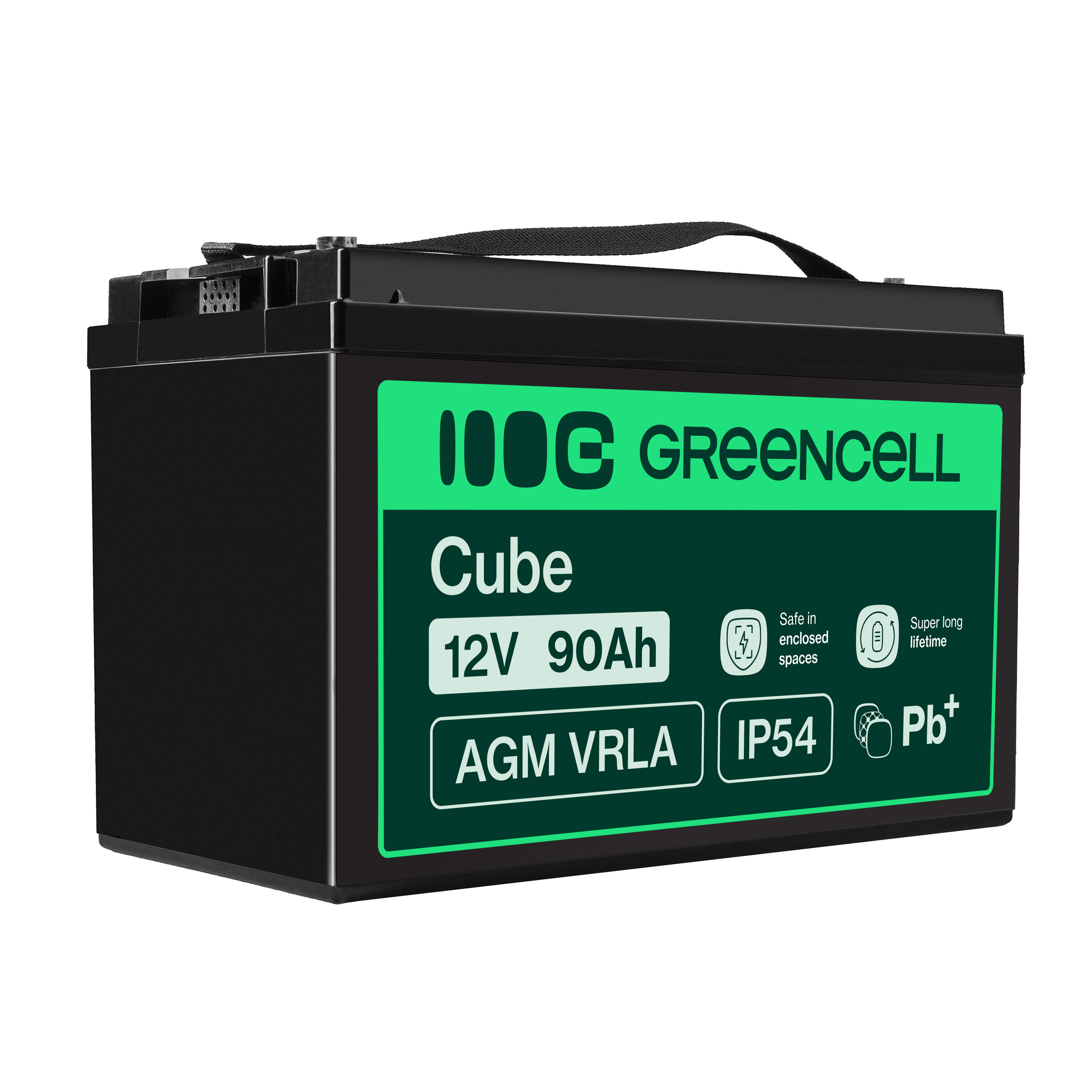 Green Cell AGM VRLA 12V 90Ah maintenance-free battery for camper, photovoltaics, solar panels, boats