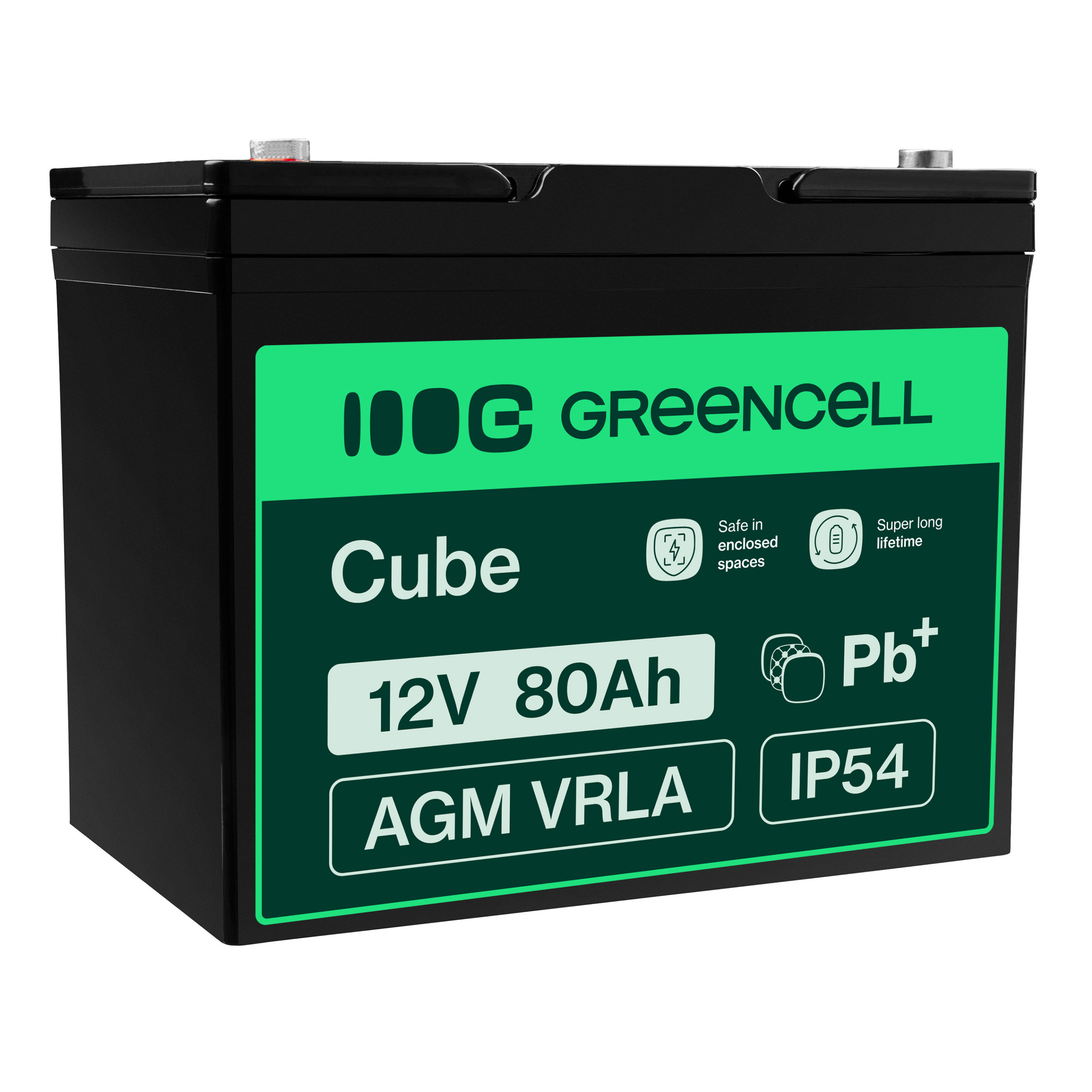 Green Cell AGM VRLA 12V 80Ah maintenance-free battery for boats, scooters, camper vans, wheelchairs, lawnmower
