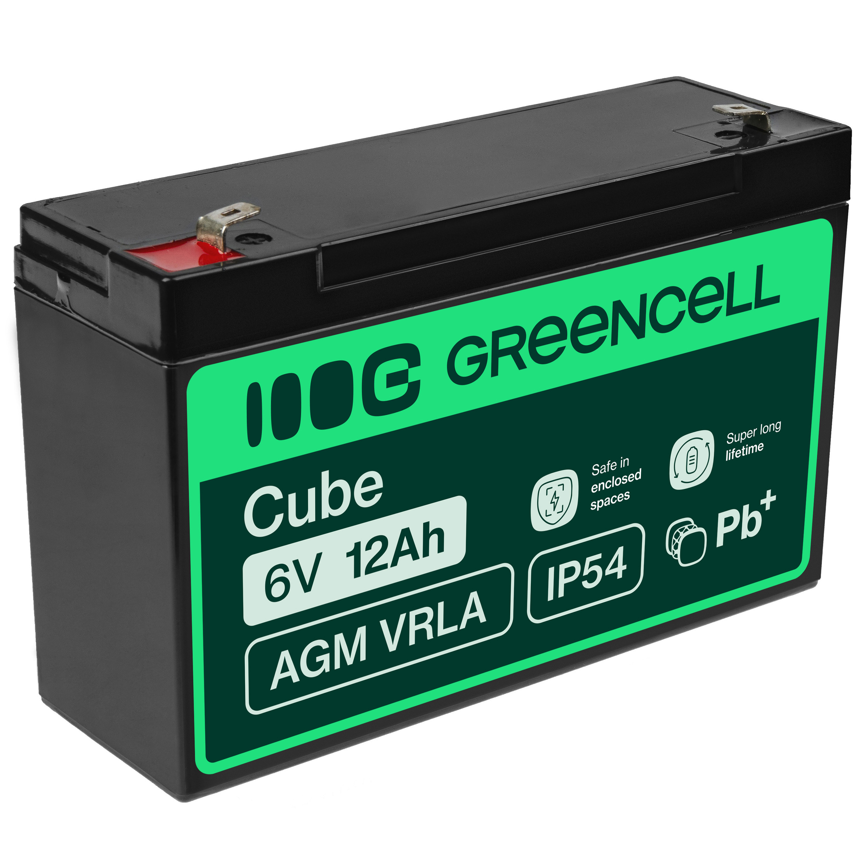 Green Cell AGM VRLA 6V 12Ah maintenance-free battery for the alarm system, cash register, toys