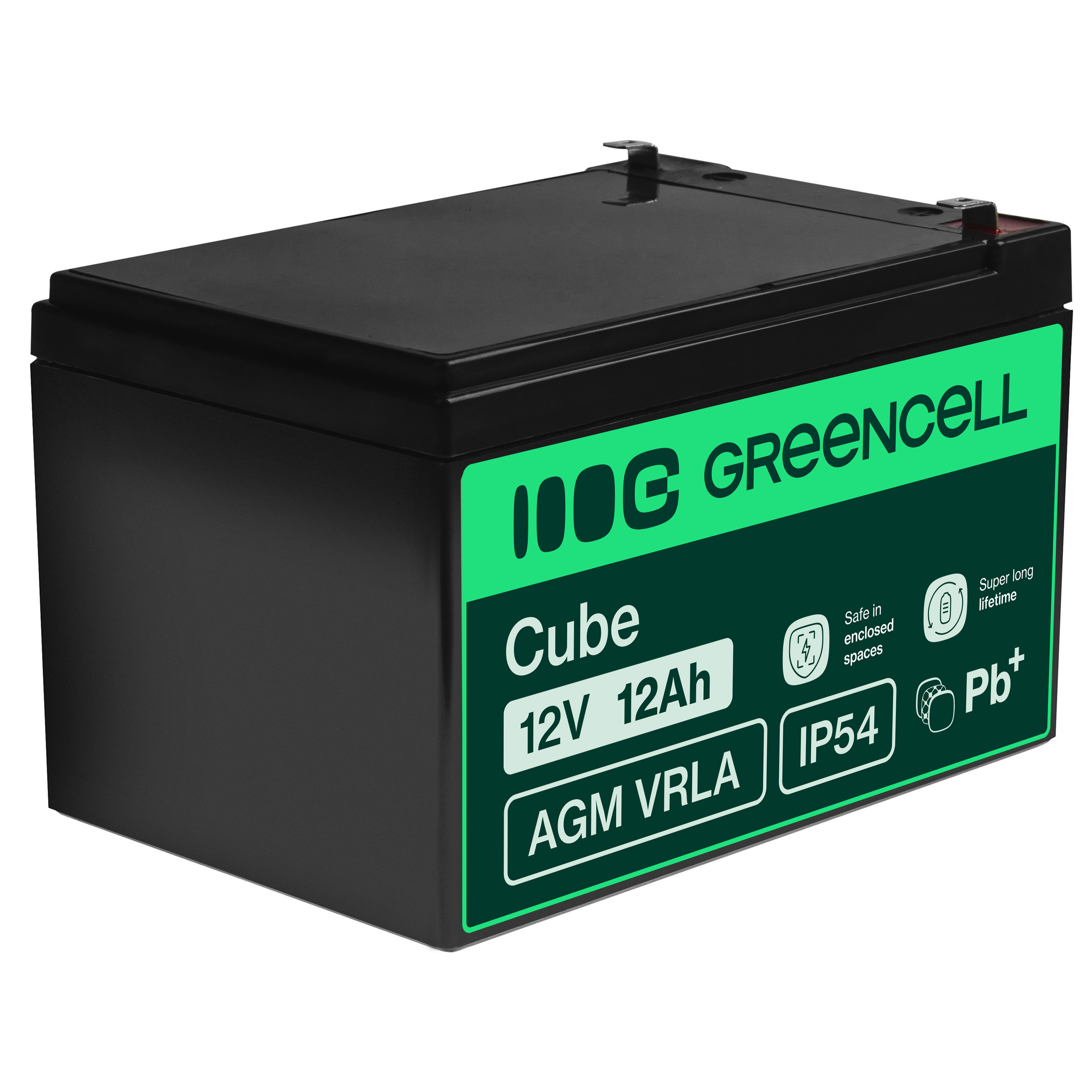 Green Cell AGM VRLA 12V 12Ah maintenance-free battery for the alarm system, cash register, toys