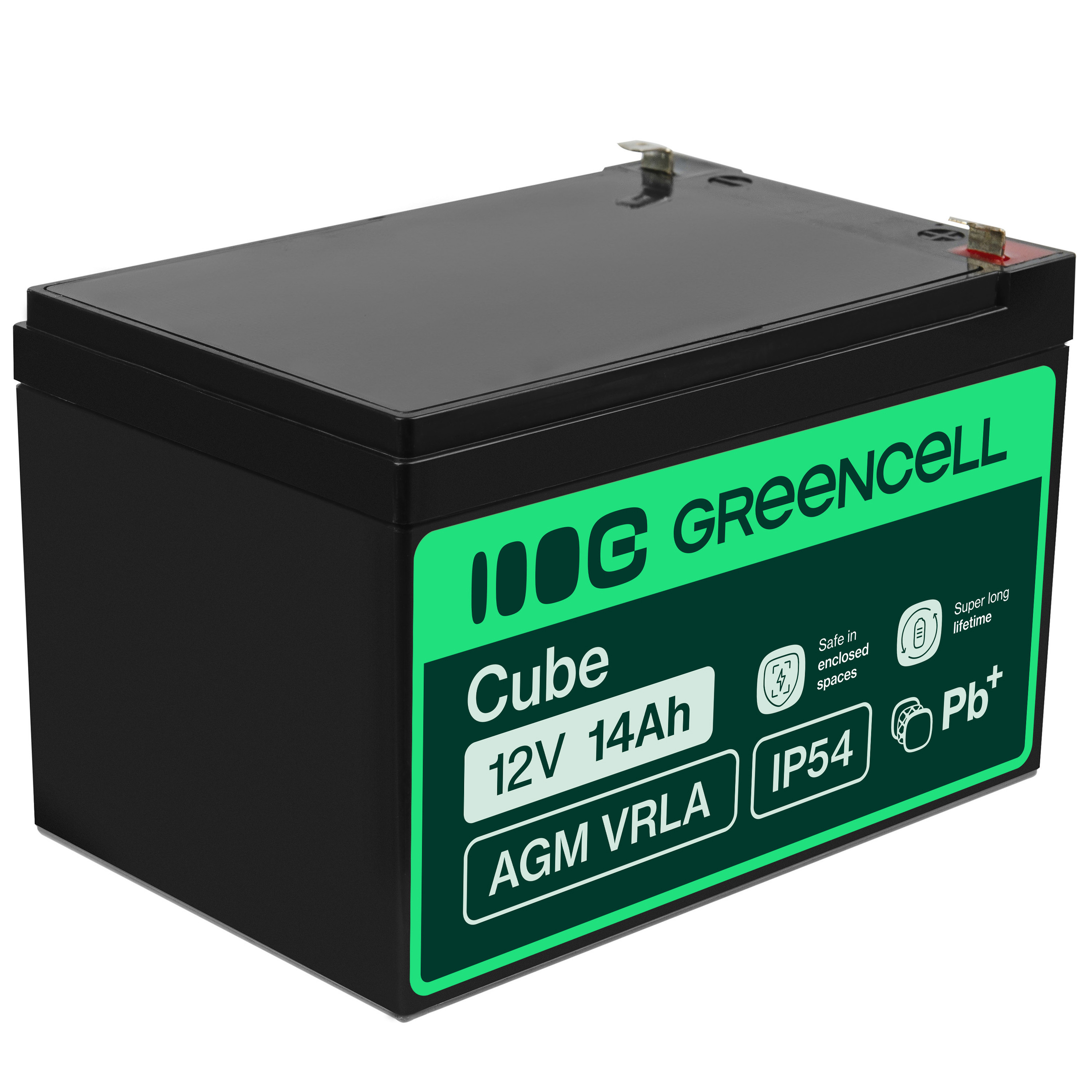 Green Cell AGM VRLA 12V 14Ah maintenance-free battery for the alarm system, cash register, toys