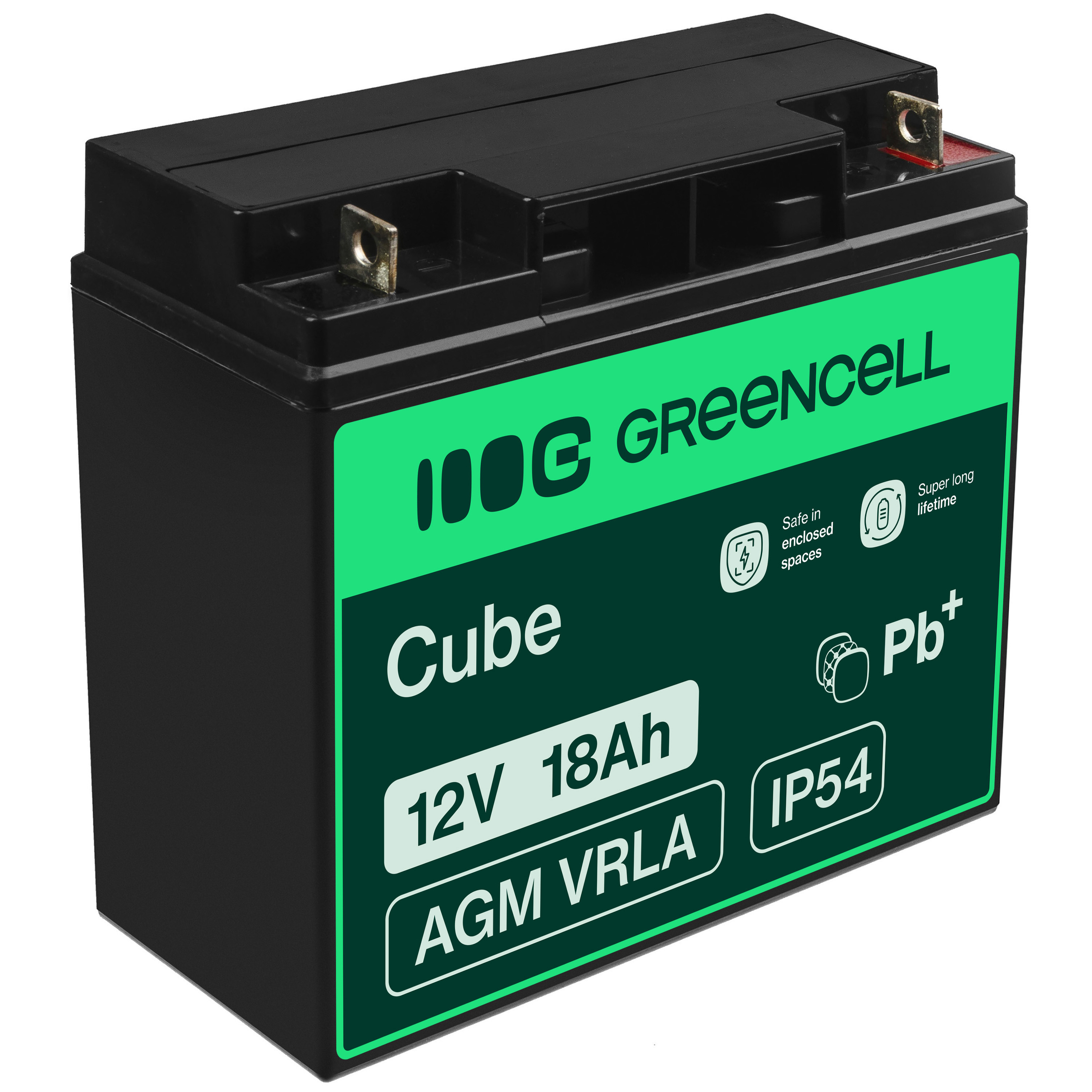 Green Cell AGM VRLA 12V 18Ah maintenance-free battery for mower, scooter, boat, wheelchair