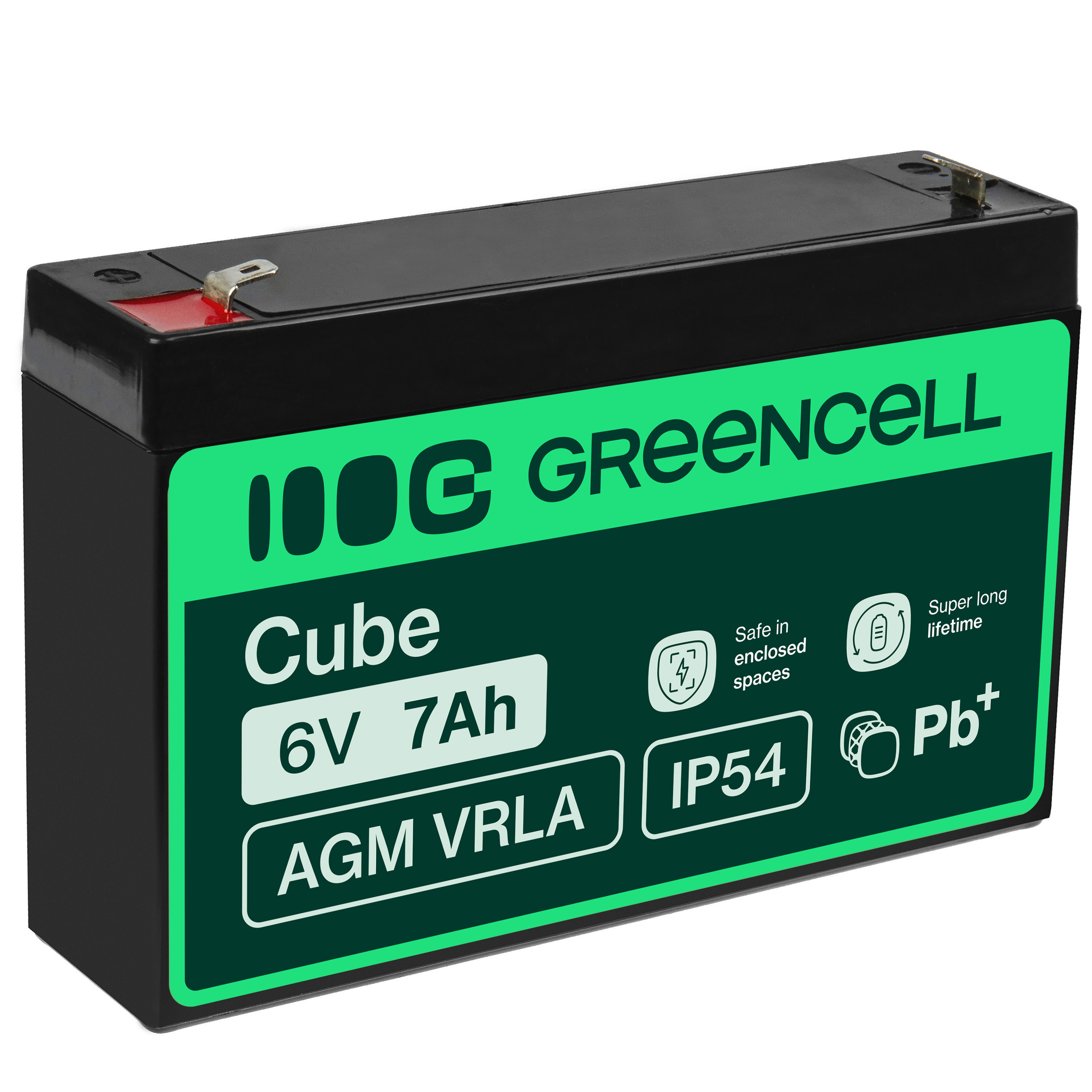 Green Cell AGM VRLA 6V 7Ah maintenance-free battery for the alarm system, cash register, toys