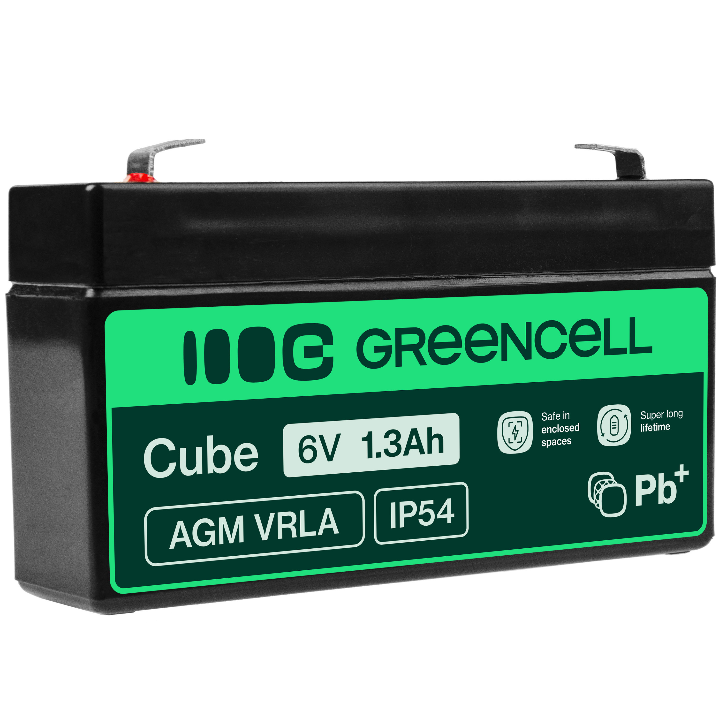 Green Cell AGM VRLA 6V 1.3Ah maintenance-free battery for the alarm system, cash register, toys