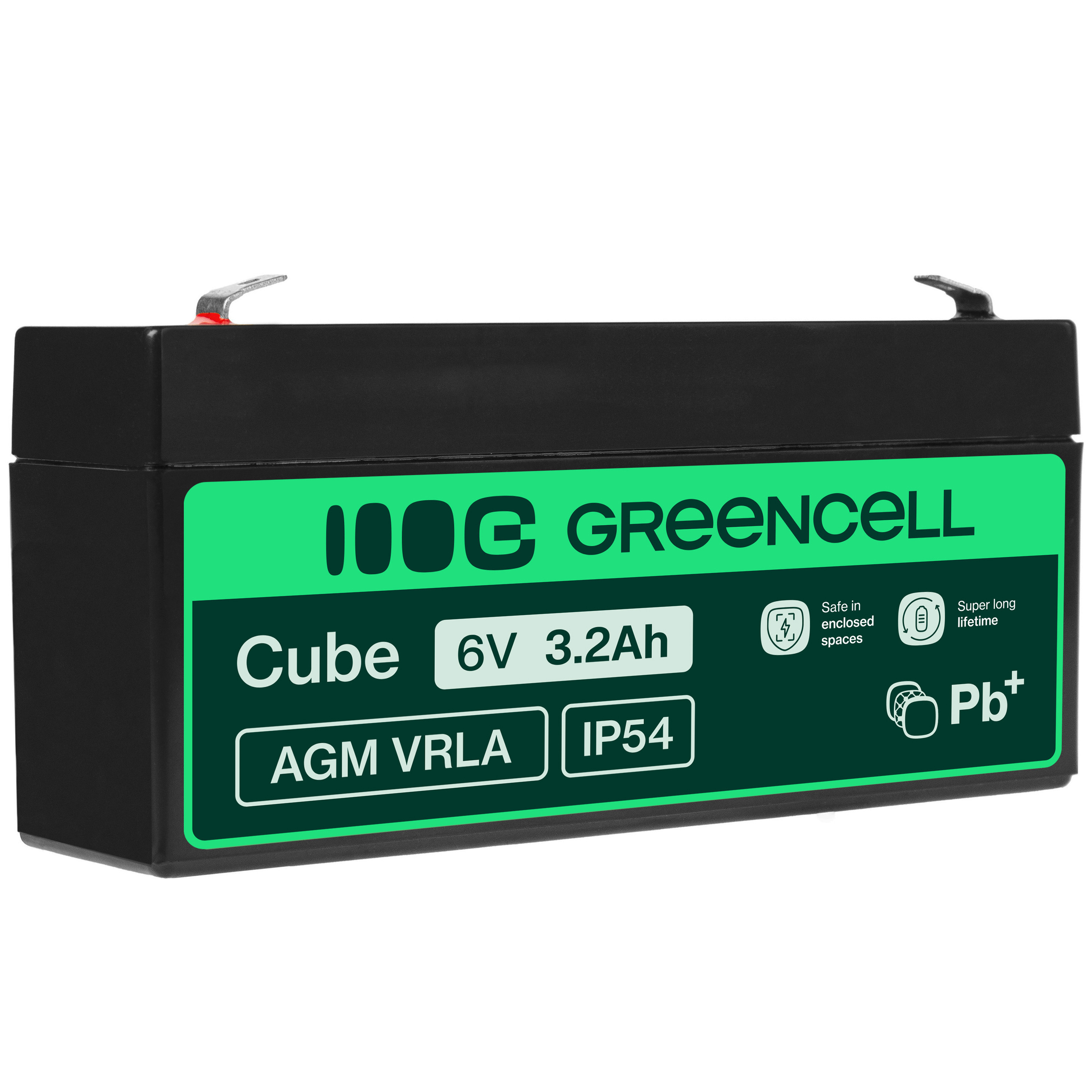 Green Cell AGM VRLA 6V 3.2Ah maintenance-free battery for the alarm system, cash register, toys