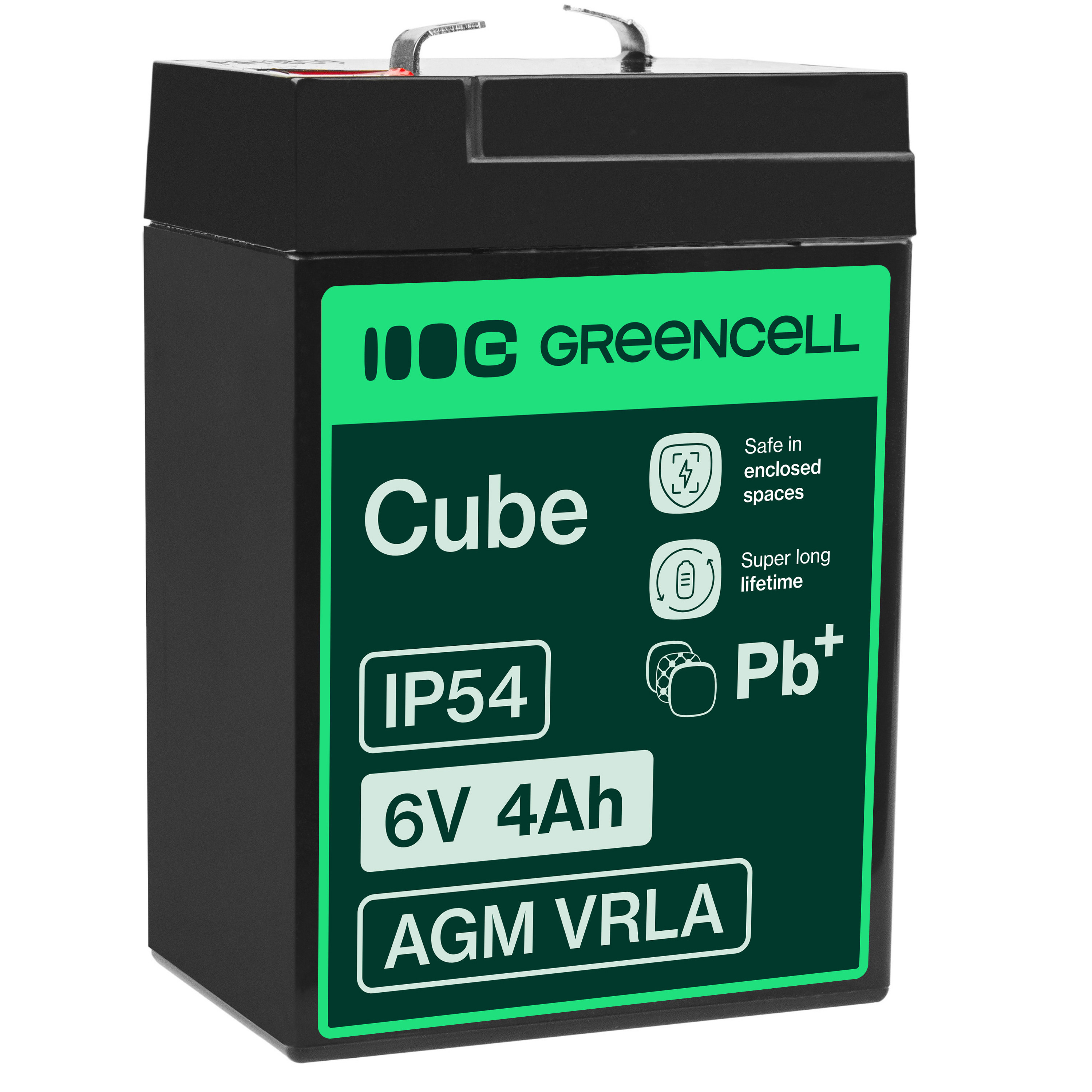 Green Cell AGM VRLA 6V 4Ah maintenance-free battery for the alarm system, cash register, toys