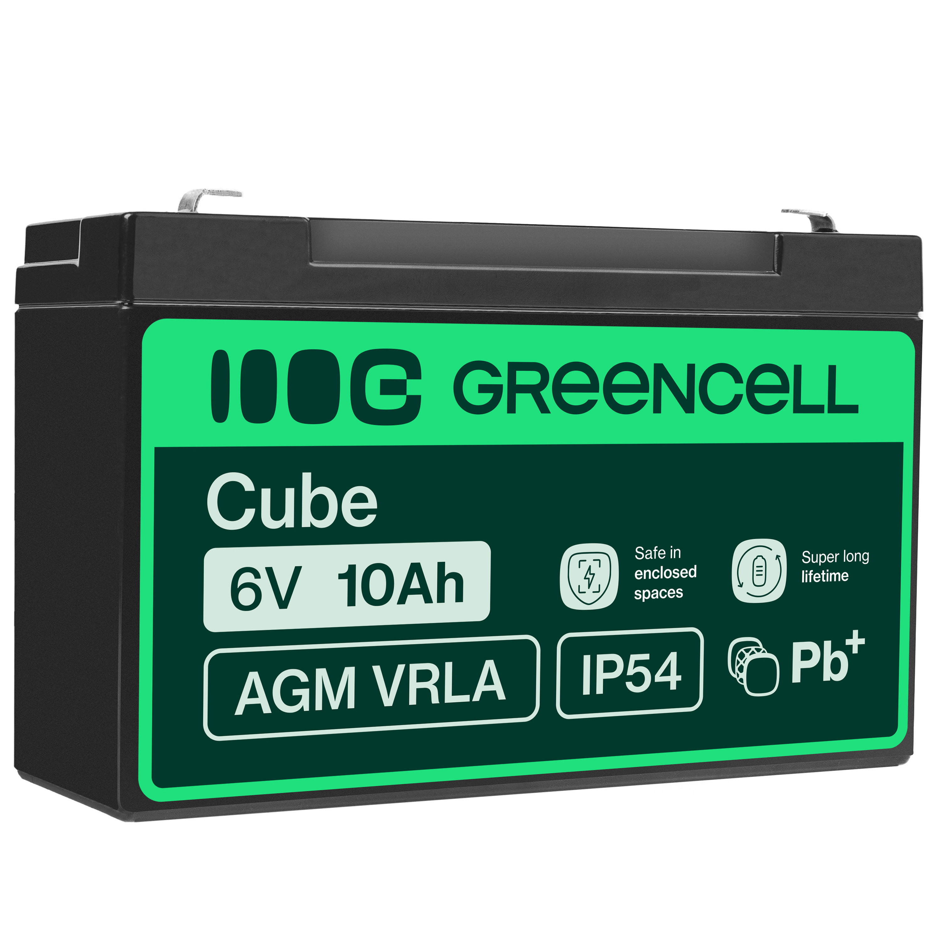 Green Cell AGM VRLA 6V 10Ah maintenance-free battery for the alarm system, cash register, toys