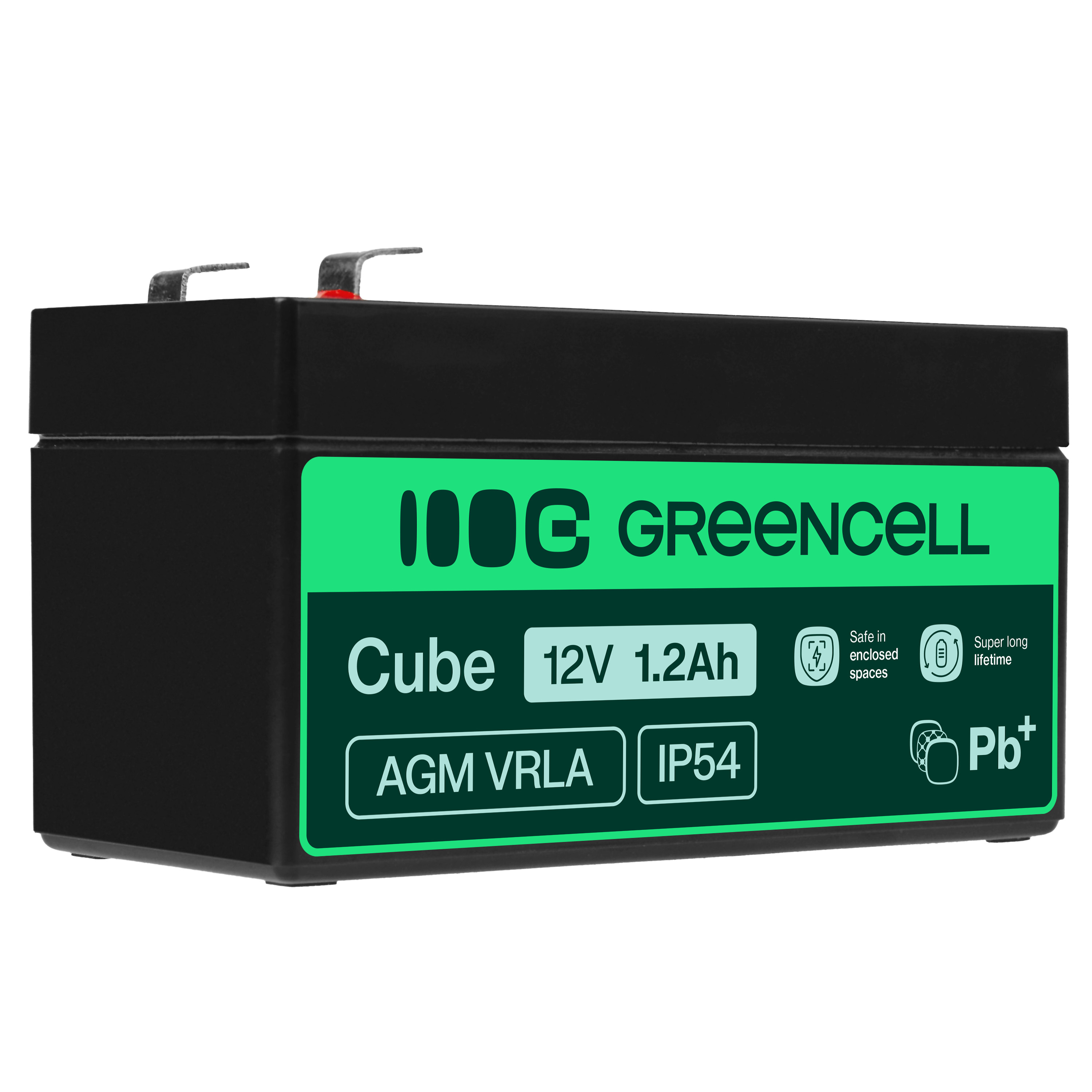Green Cell AGM VRLA 12V 1.2Ah maintenance-free battery for the alarm system, cash register, toys