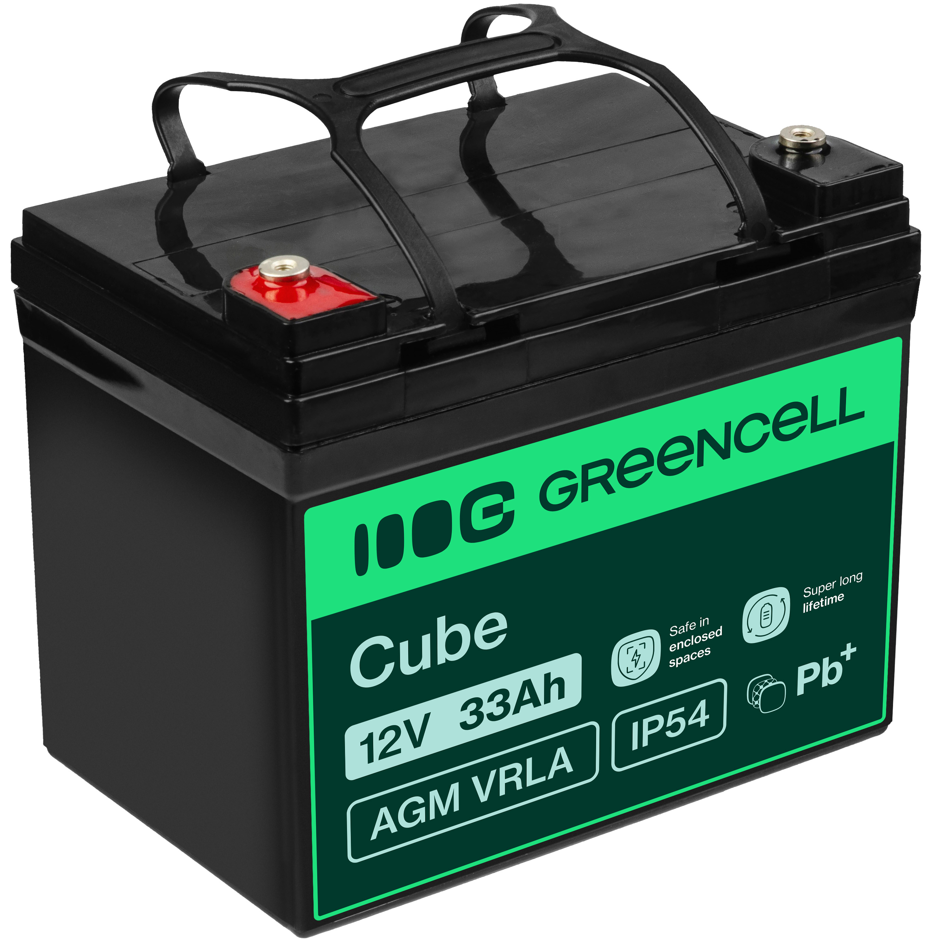 Green Cell AGM VRLA 12V 33Ah maintenance-free battery for mower, scooter, boat, wheelchair