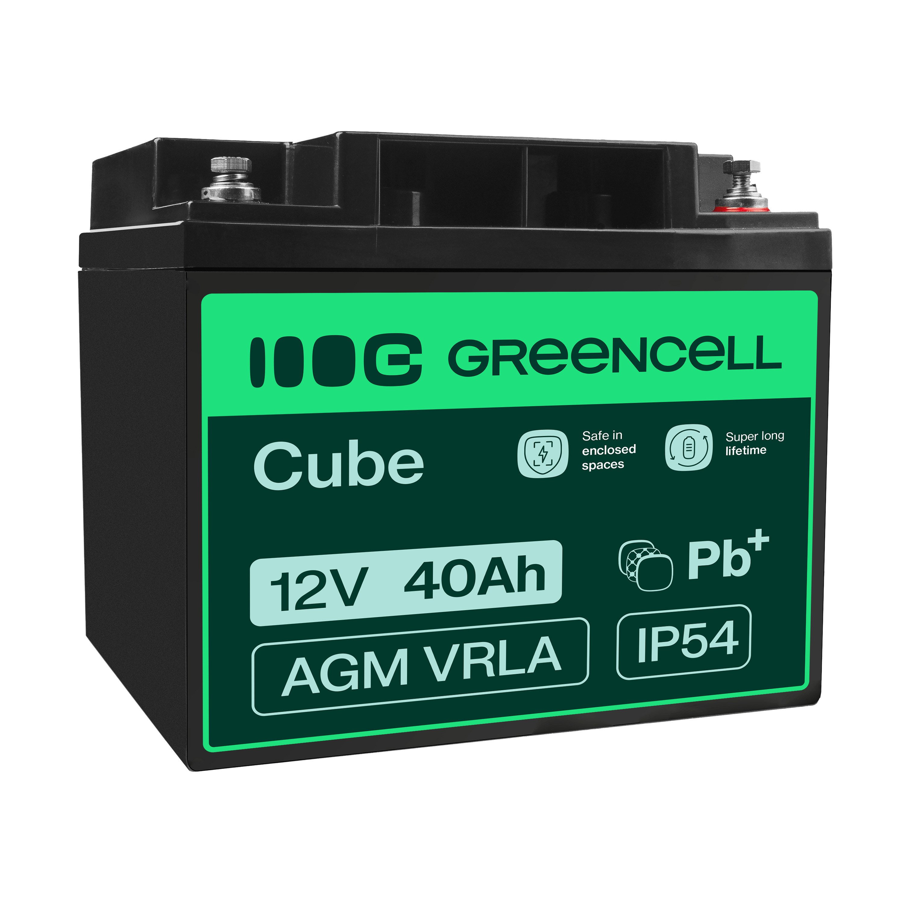 Green Cell AGM VRLA 12V 40Ah maintenance-free battery for mower, scooter, boat, wheelchair