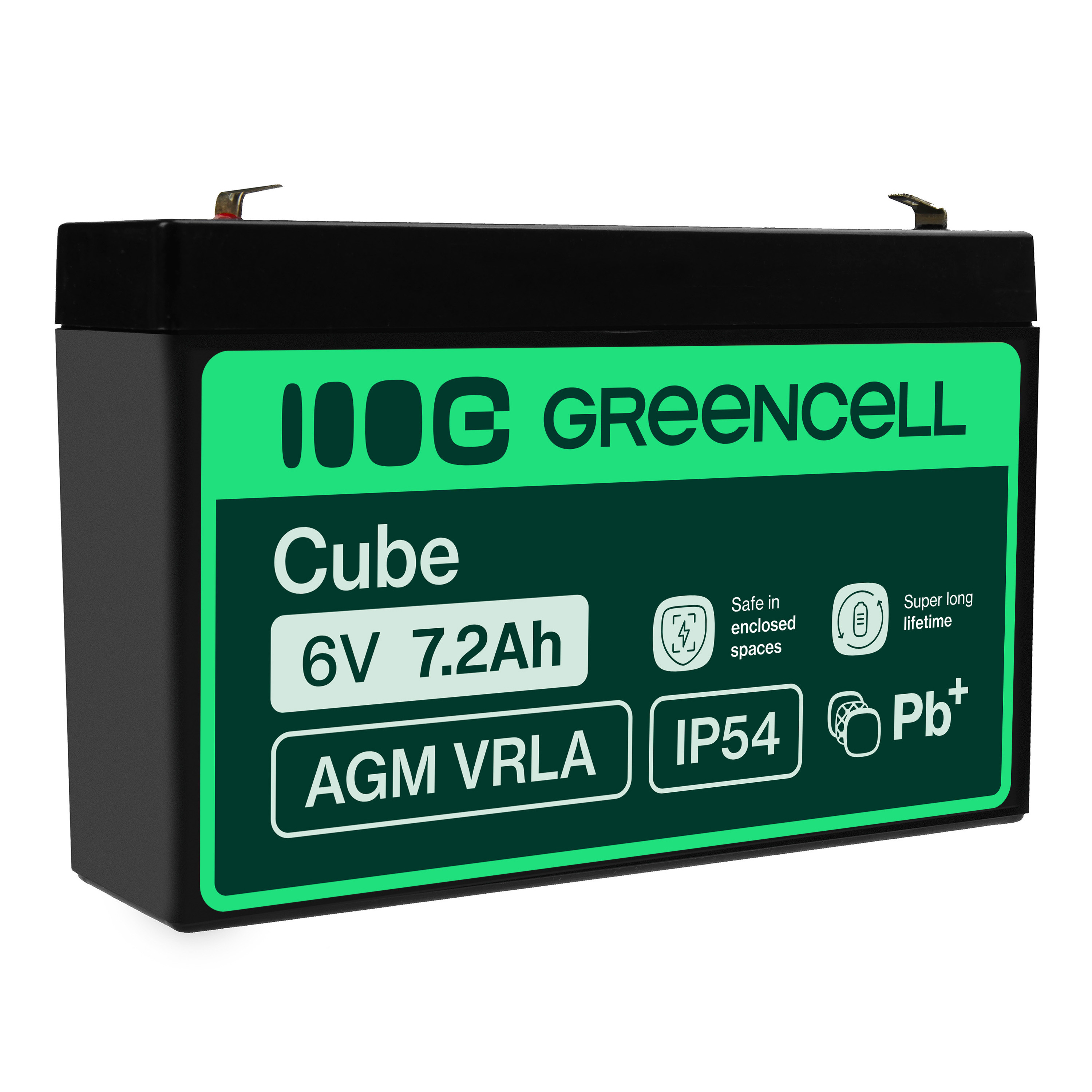 Green Cell AGM VRLA 6V 7.2Ah maintenance-free battery for the alarm system, cash register, toys