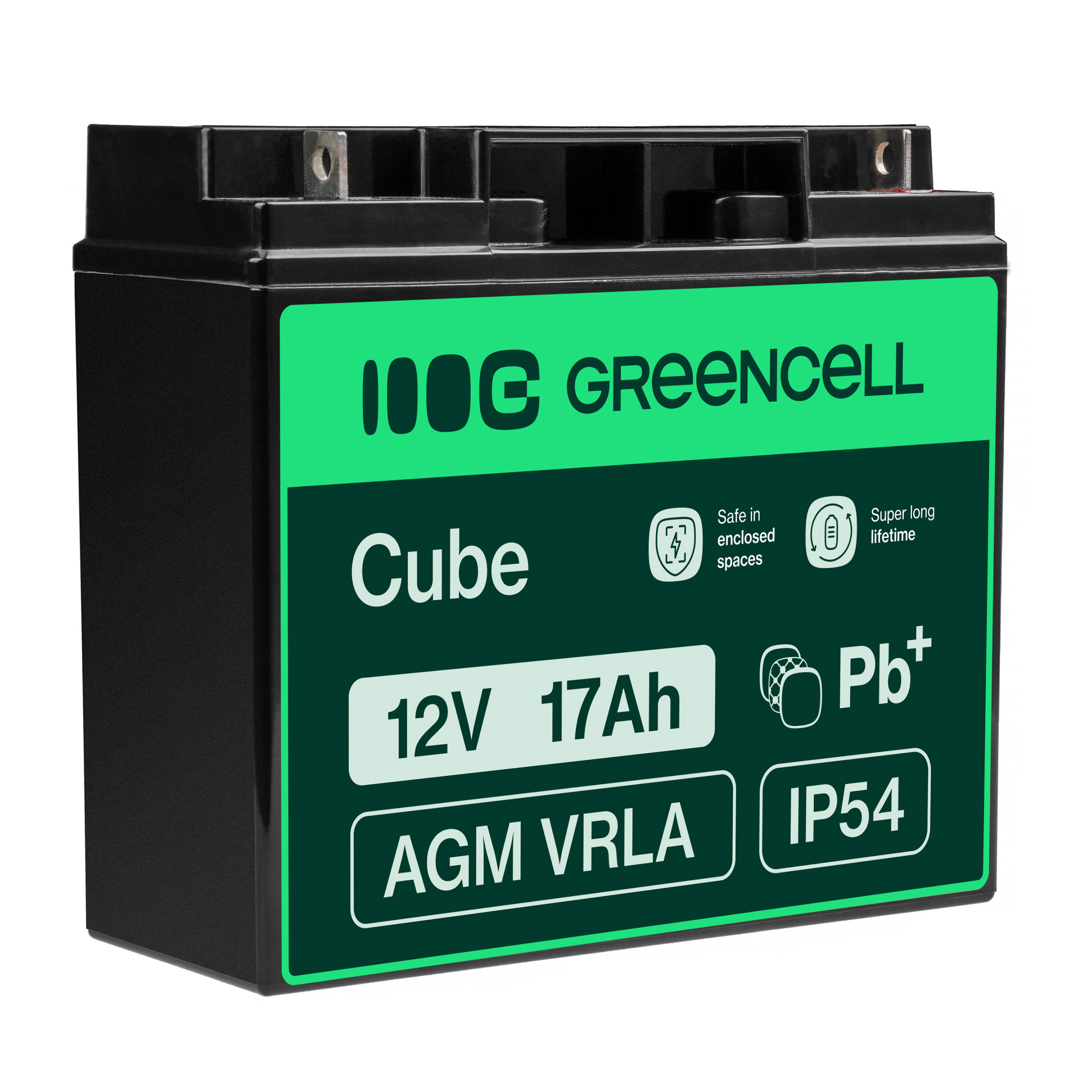 Green Cell AGM VRLA 12V 17Ah maintenance-free battery for mower, scooter, boat, wheelchair