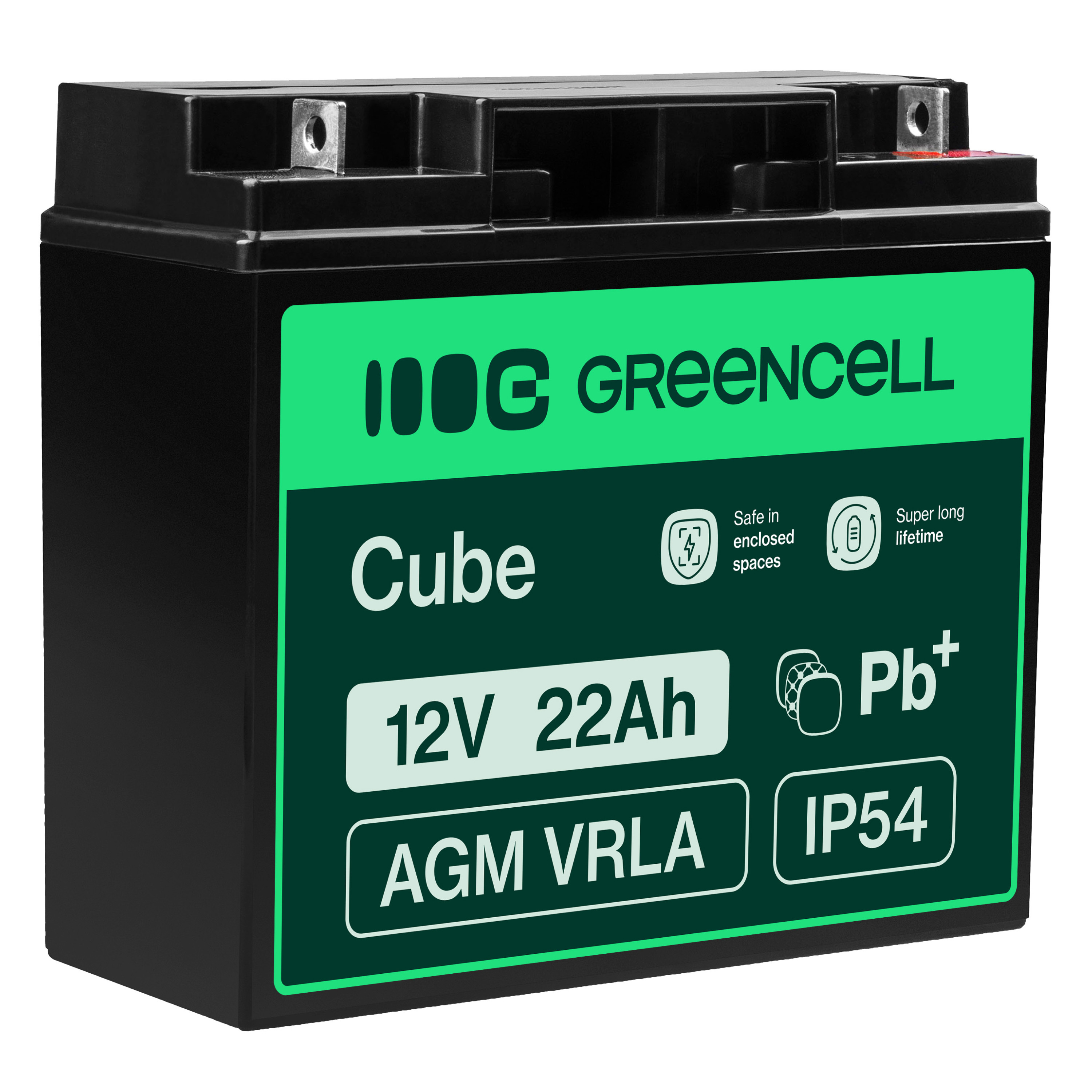 Green Cell AGM VRLA 12V 22Ah maintenance-free battery for boats, scooters, toys, wheelchairs