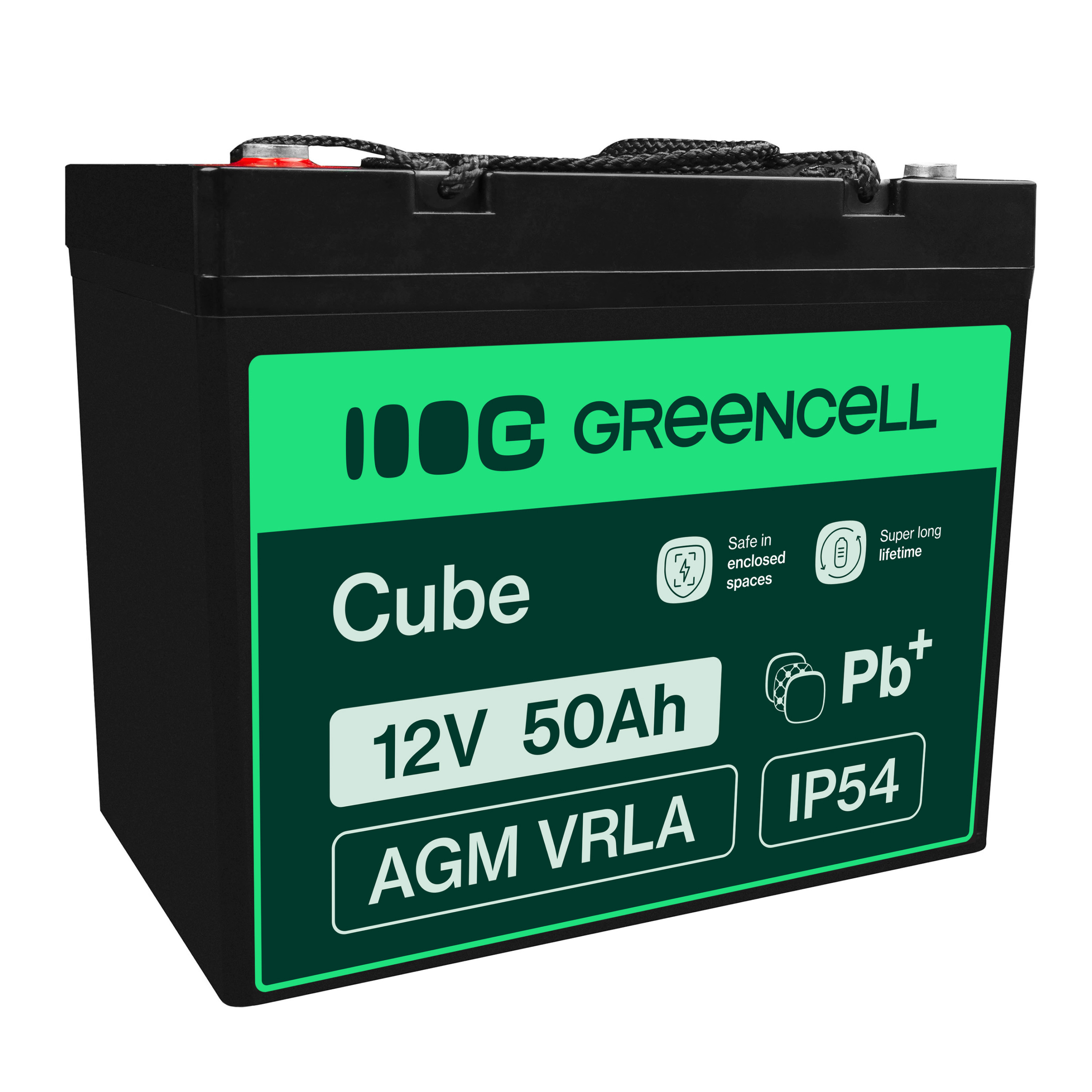 Green Cell AGM VRLA 12V 50Ah maintenance-free battery for boats, scooters, camper vans, wheelchairs, lawnmower