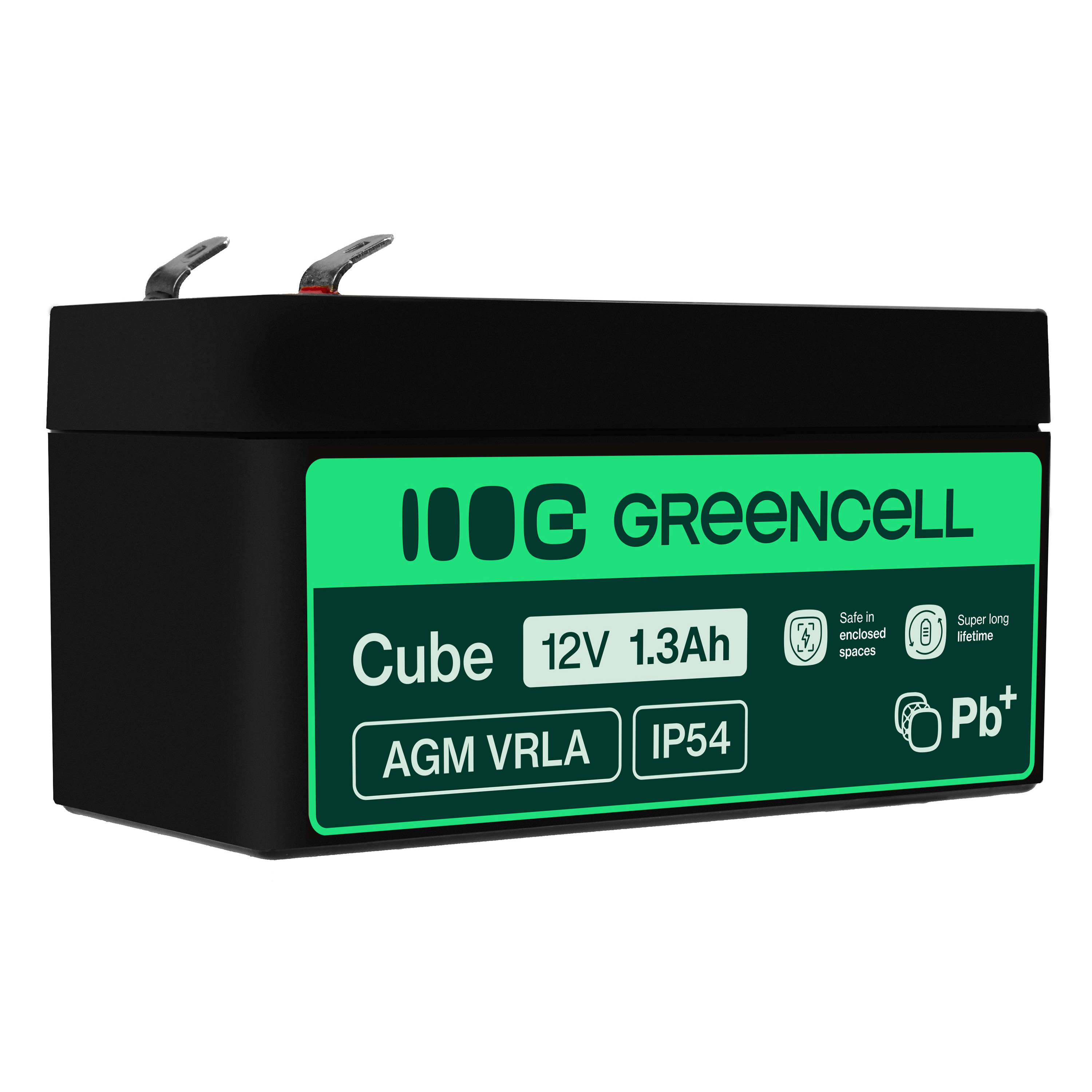 Green Cell AGM VRLA 12V 1.3Ah maintenance-free battery for the alarm system, cash register, toys