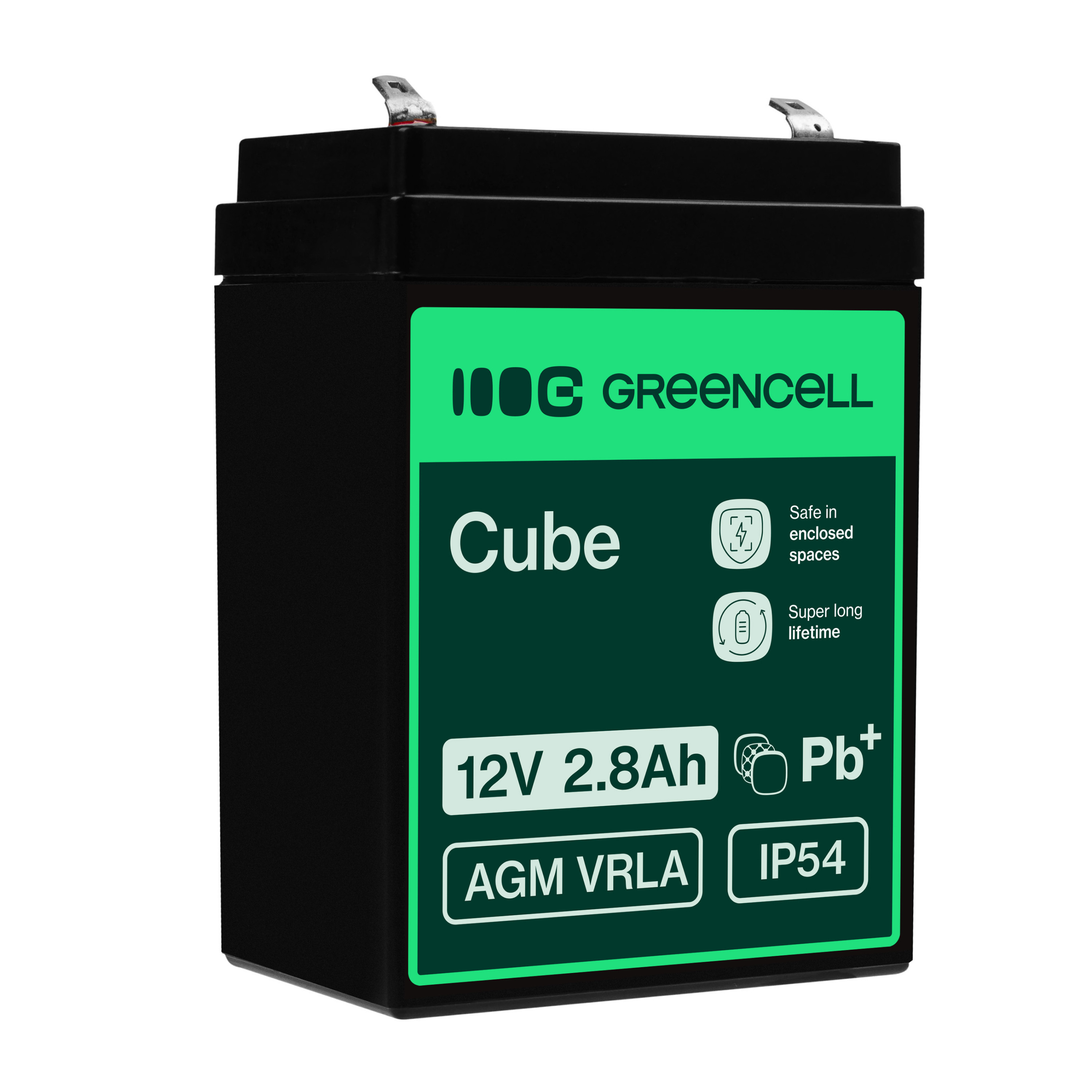 Green Cell AGM VRLA 12V 2.8Ah maintenance-free battery for the alarm system, cash register, toys