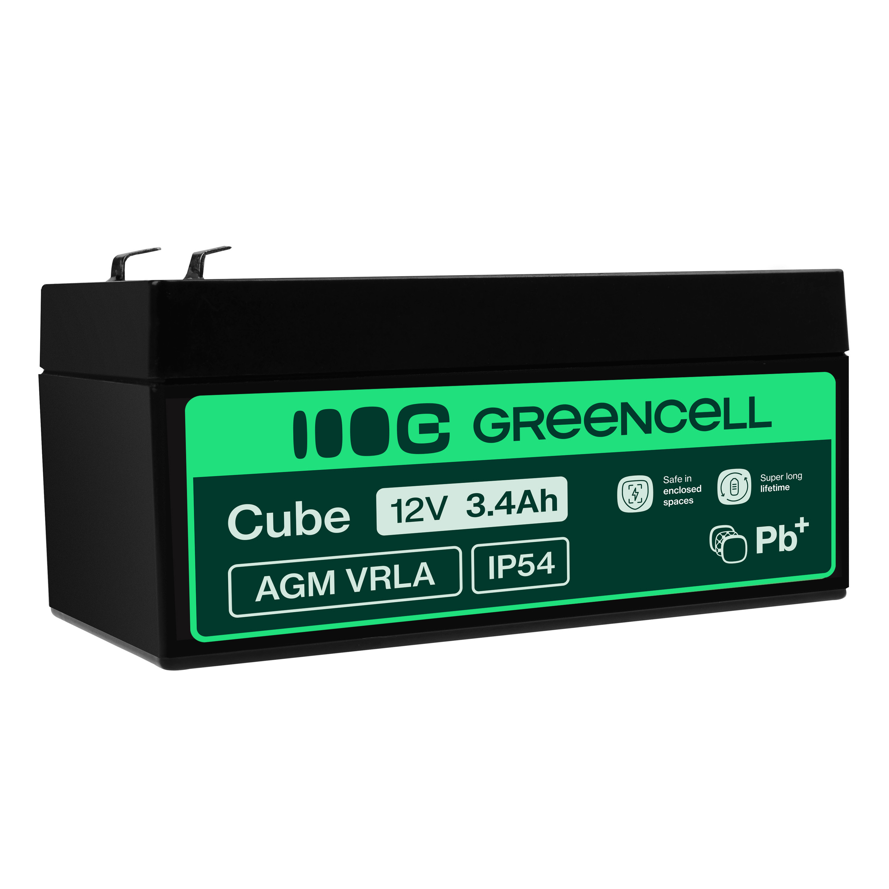 Green Cell AGM VRLA 12V 3.4Ah maintenance-free battery for the alarm system, cash register, toys