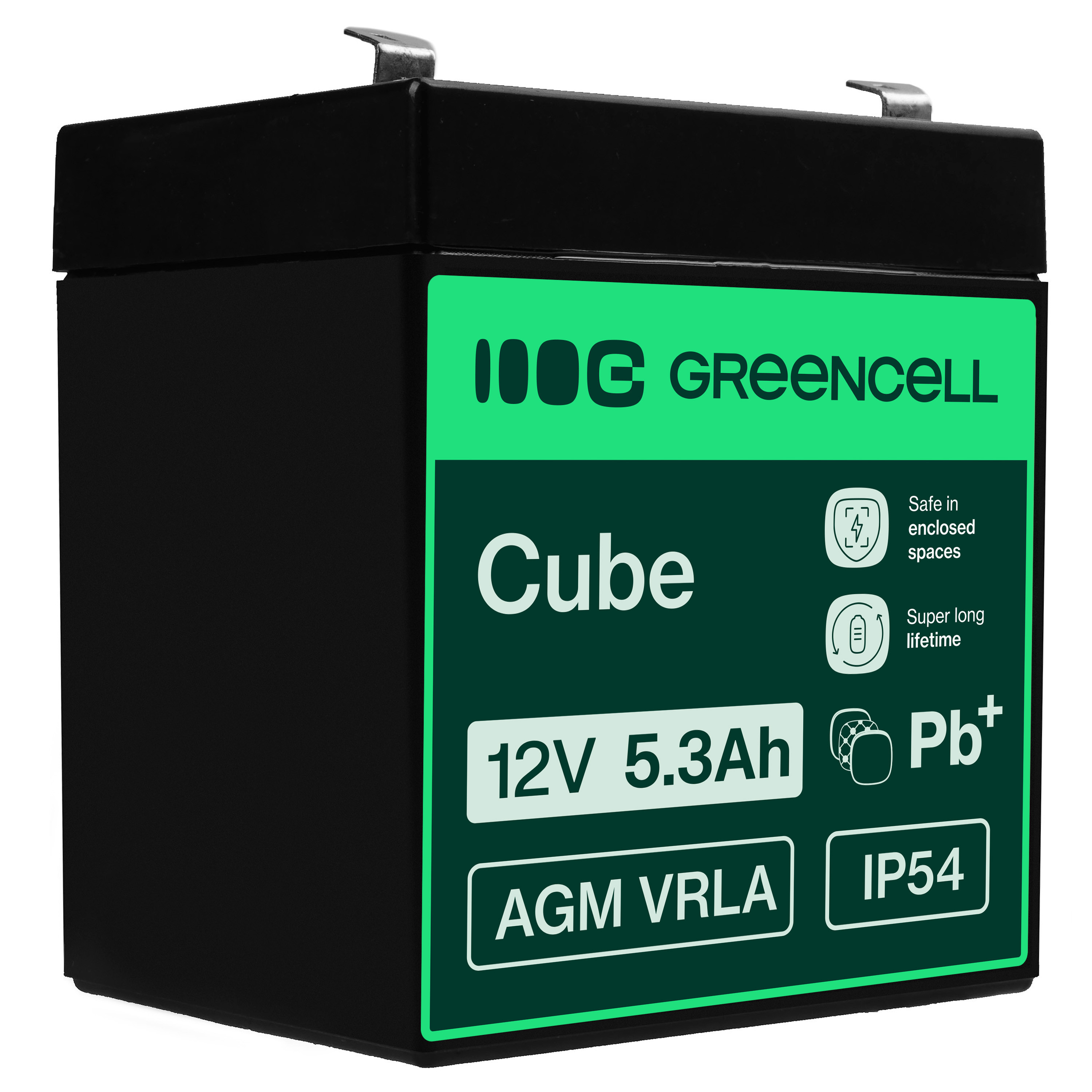 Green Cell AGM VRLA 12V 5.3Ah maintenance-free battery for the alarm system, cash register, toys