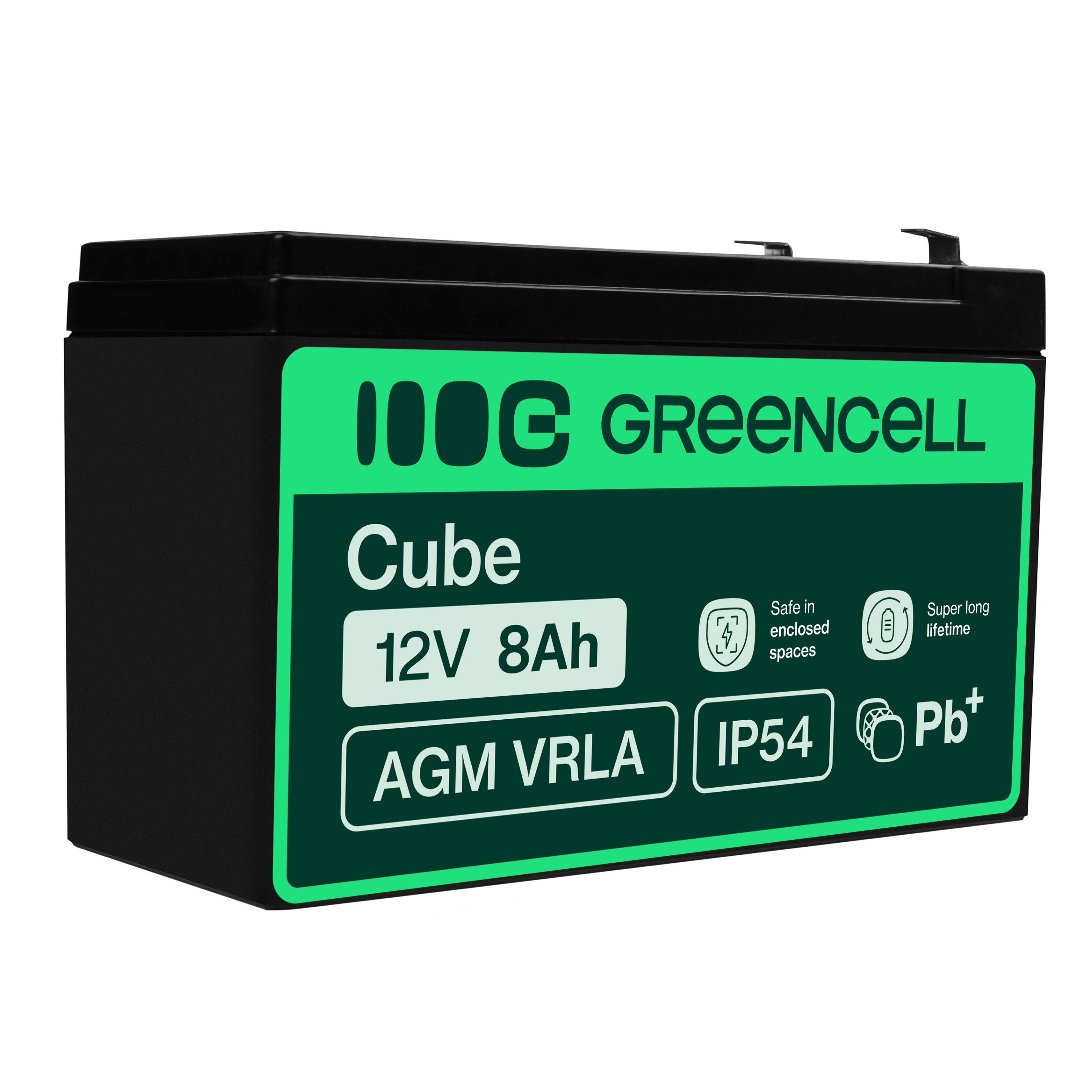 Green Cell AGM VRLA 12V 8Ah maintenance-free battery for the alarm system, cash register, toys