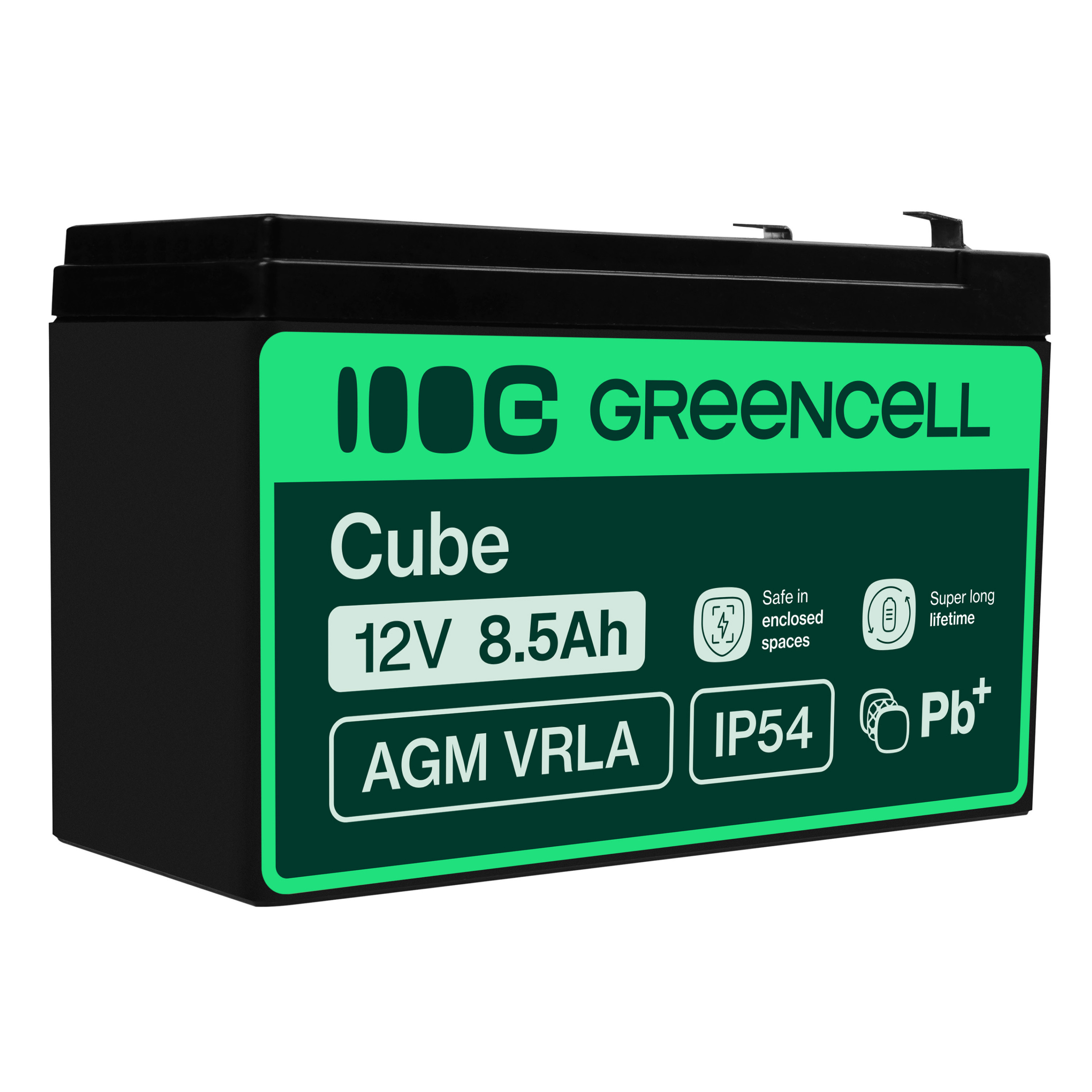 Green Cell AGM VRLA 12V 8.5Ah maintenance-free battery for the alarm system, cash register, toys
