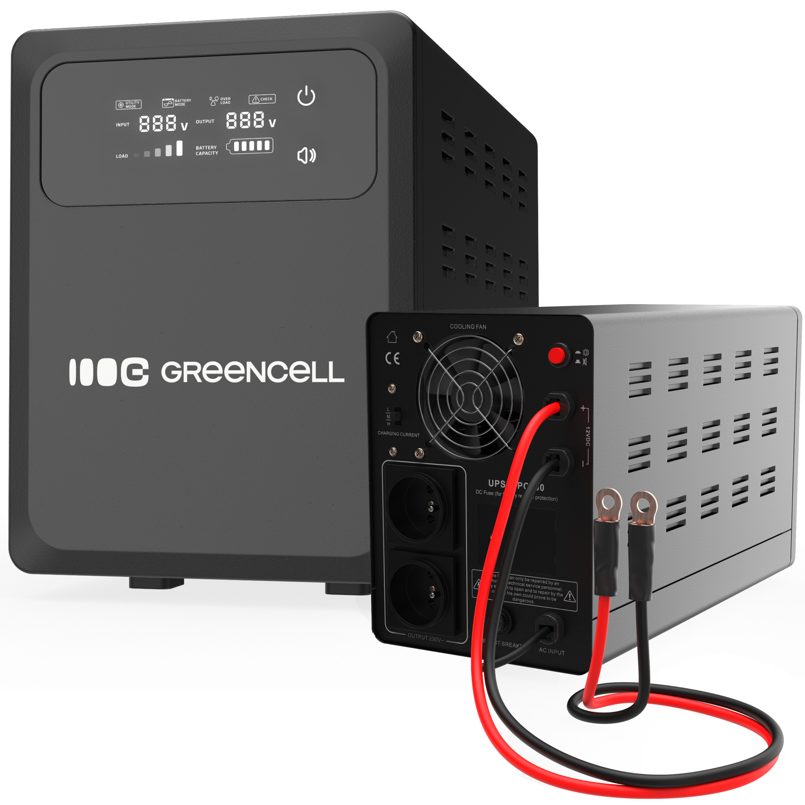 Green Cell Uninterruptible Power Supply UPS 800VA 500W with LCD Display PowerCore 12 VDC