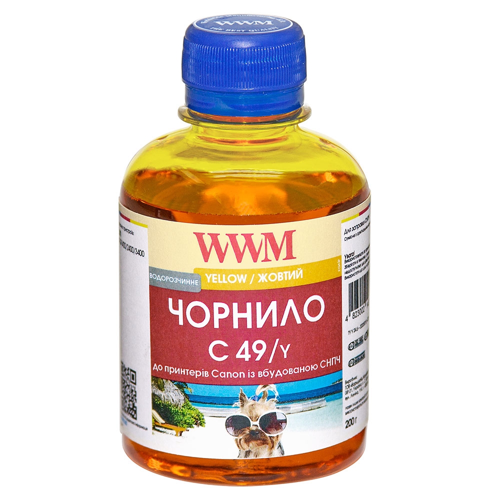 Чернила WWM GI-490Y для Canon Pixma G1400/2400/3400 200г Yellow Водорастворимые (C49/Y)