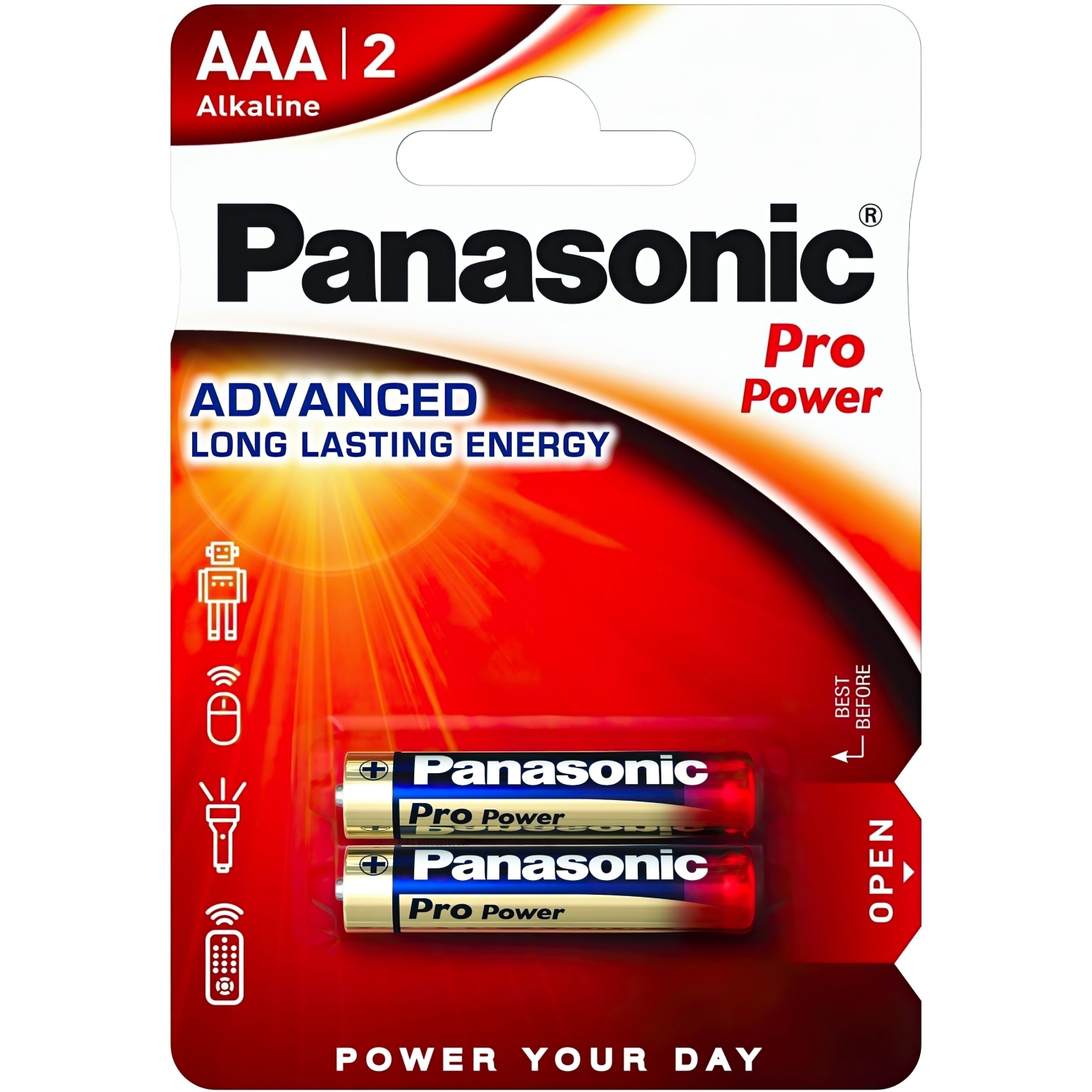 Батарейка AAA, 1.5V, PRO POWER лужна, Panasonic, блістер, 2 шт
