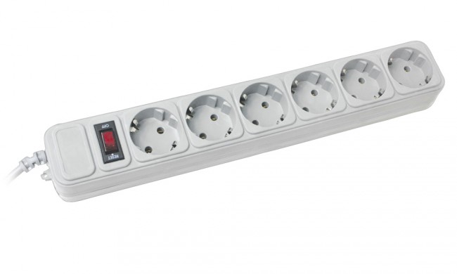 Power filtr 3,0м Gembird, 6 розеток, сірий