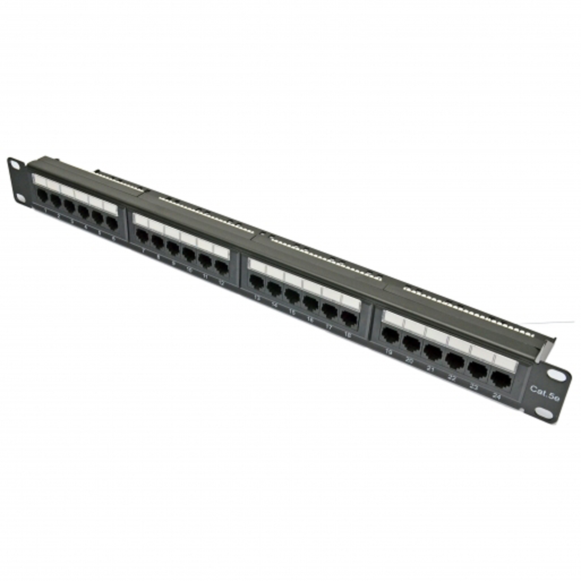 Патч-панель 19", 24xRJ45, UTP, Cat.5e, 1unit, China, з пол. для організації кабелів