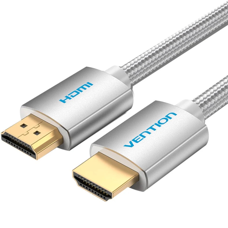 Кабель HDMI M - M, 2.0м, V2.0, 4K 60Гц, обплетення, Silver Metal Type Vention
