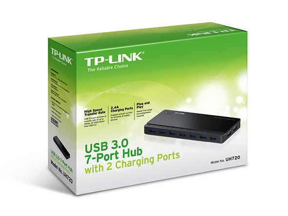 USB 3.0 розгалуджувач (7 портів, 2 порти для заря дки) UH720