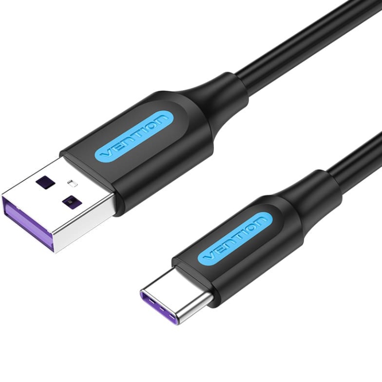 Кабель USB 2.0 AM-Type-C M, 0.5 м, 100W PVC чорний Vention