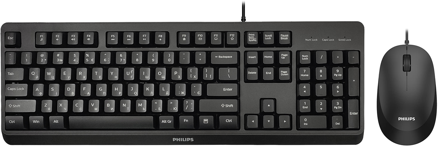 Комплект дротовий Philips 6207 (клавіатура + мишка) UA чорний
