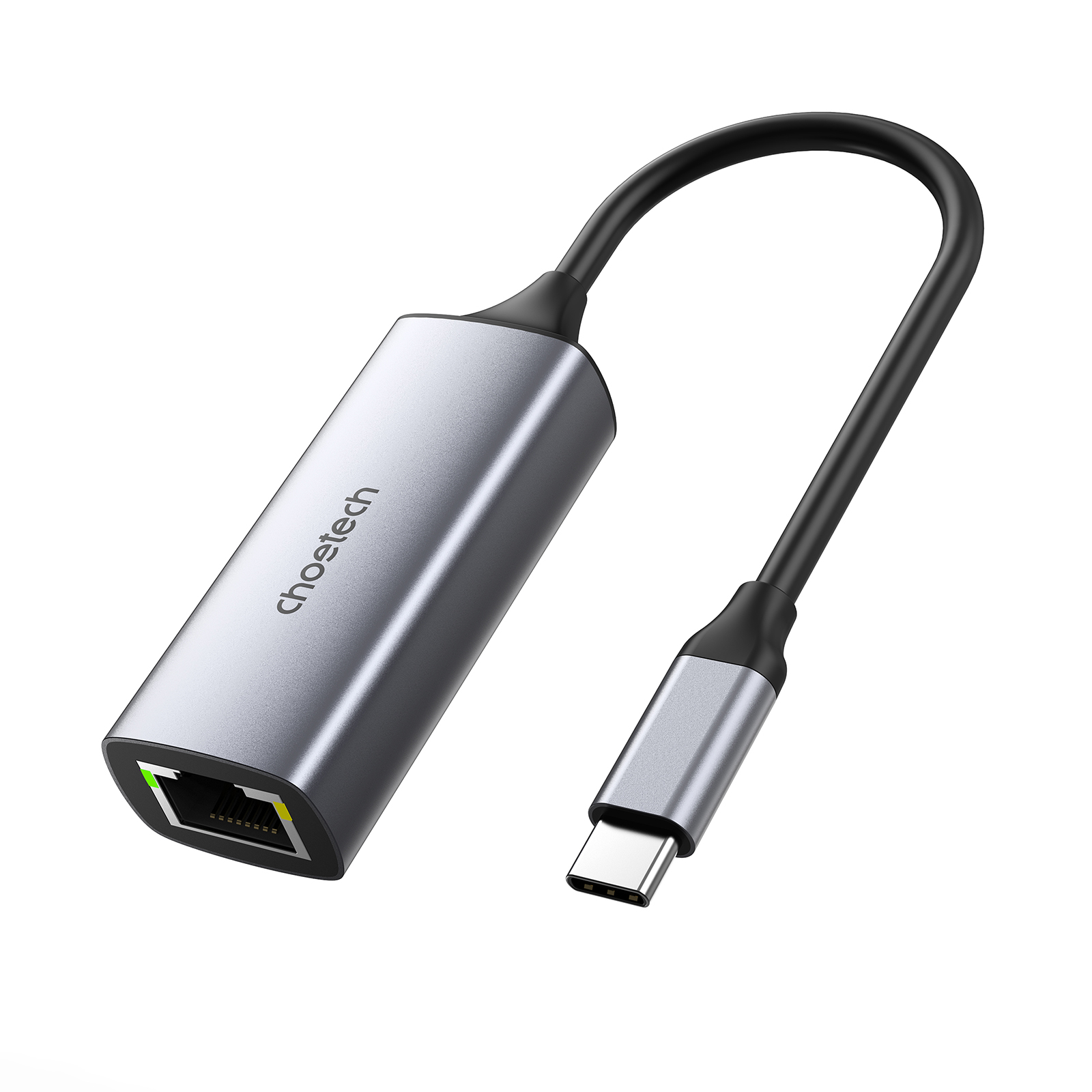 Адаптер USB-C до RJ45 2,5 Гб сірий Choetech (HUB-R02)