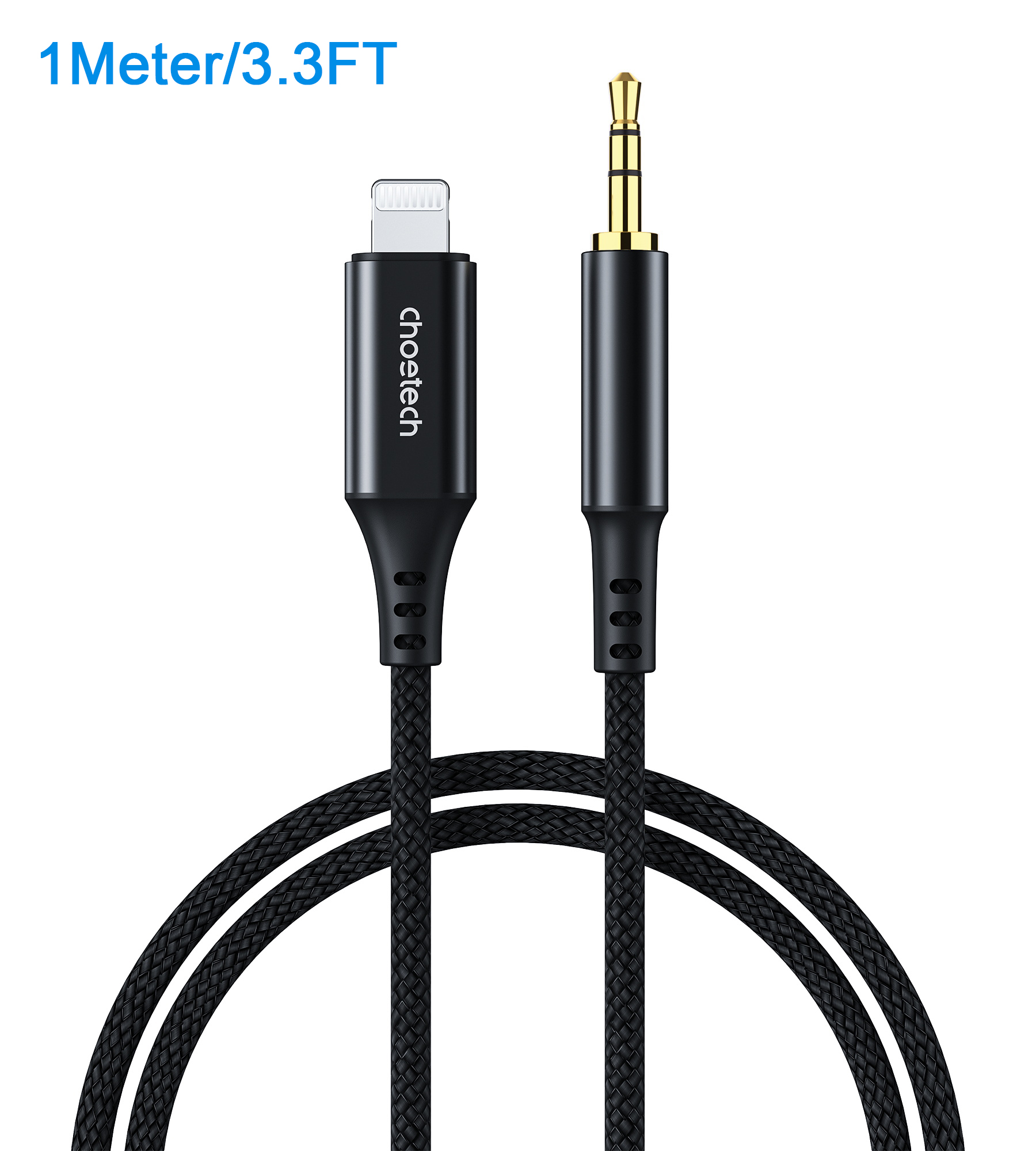 Кабель Lightning (non-MFi)  - AUX 3,5 мм male, 1 м чорний Choetech (AUX007)