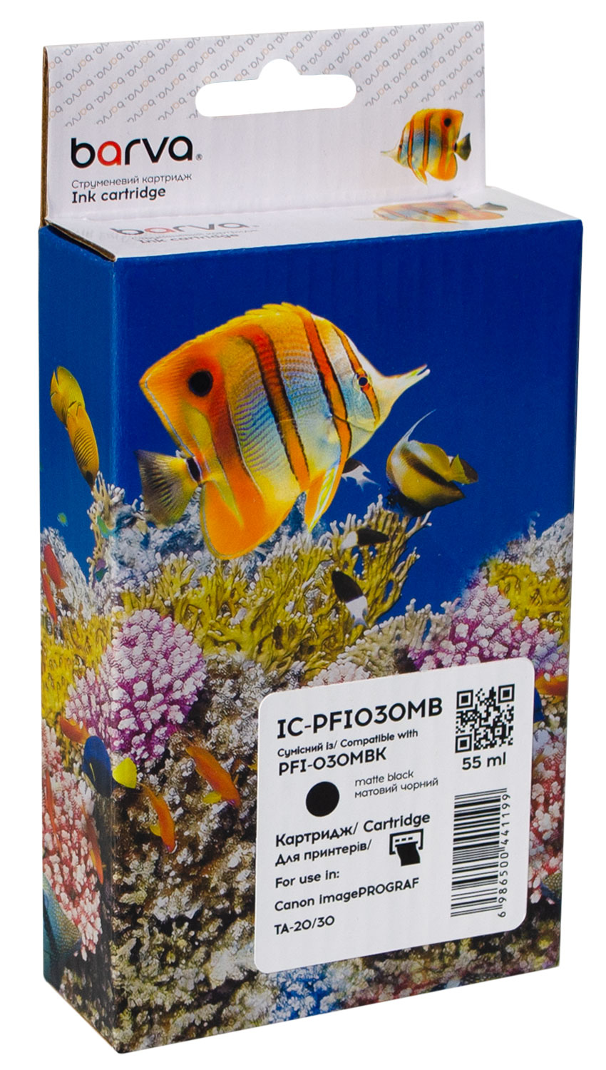 Картридж сумісний Canon PFI-030MBK (3488C001) 55 мл, матовий чорний Barva (IC-PFI030MB)