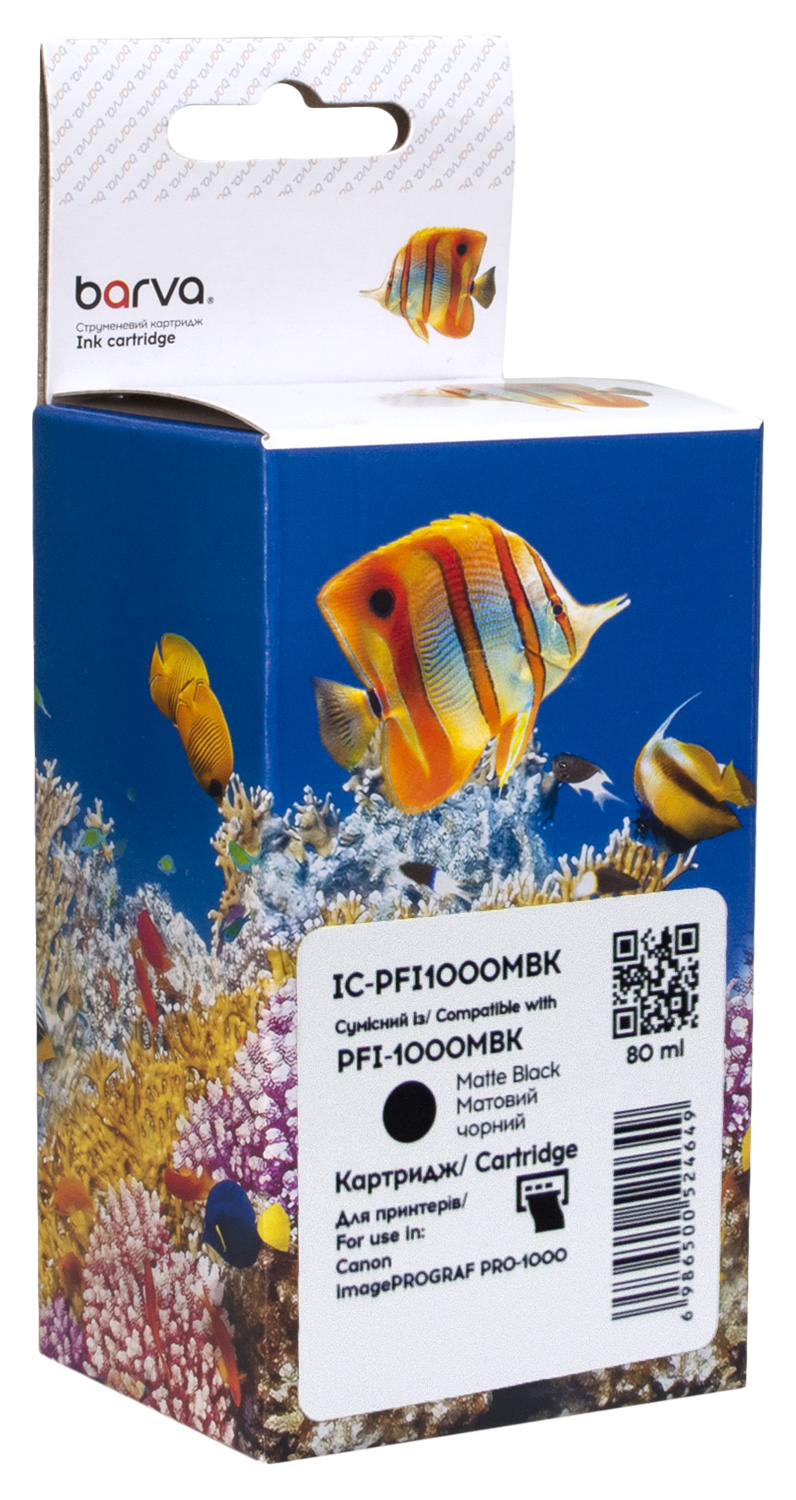 Картридж сумісний Canon PFI-1000MBK (0545C001) 80 мл, матовий чорний Barva (IC-PFI1000MBK)