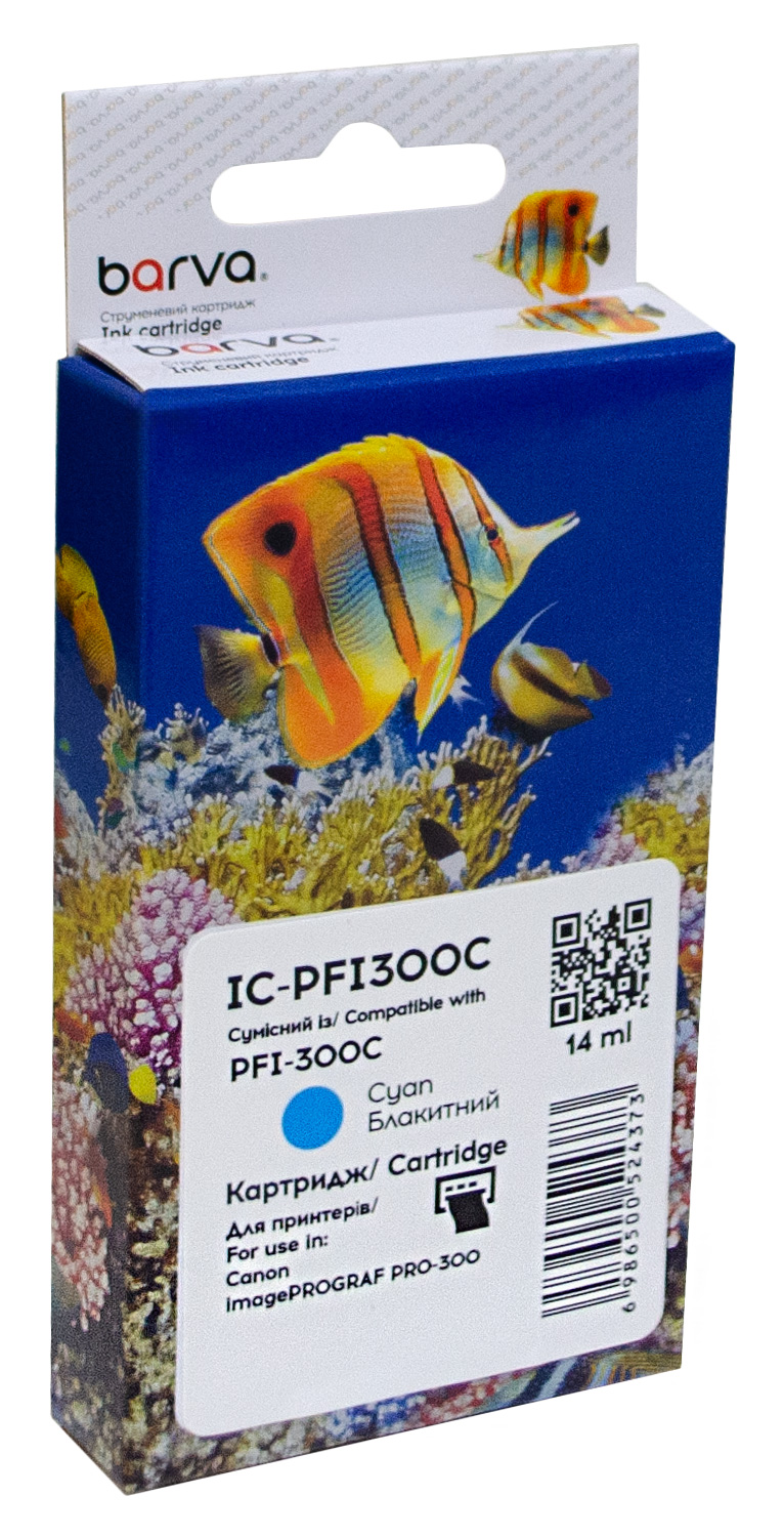 Картридж сумісний Canon PFI-300C (4194C001) 735 арк, блакитний Barva (IC-PFI300C)